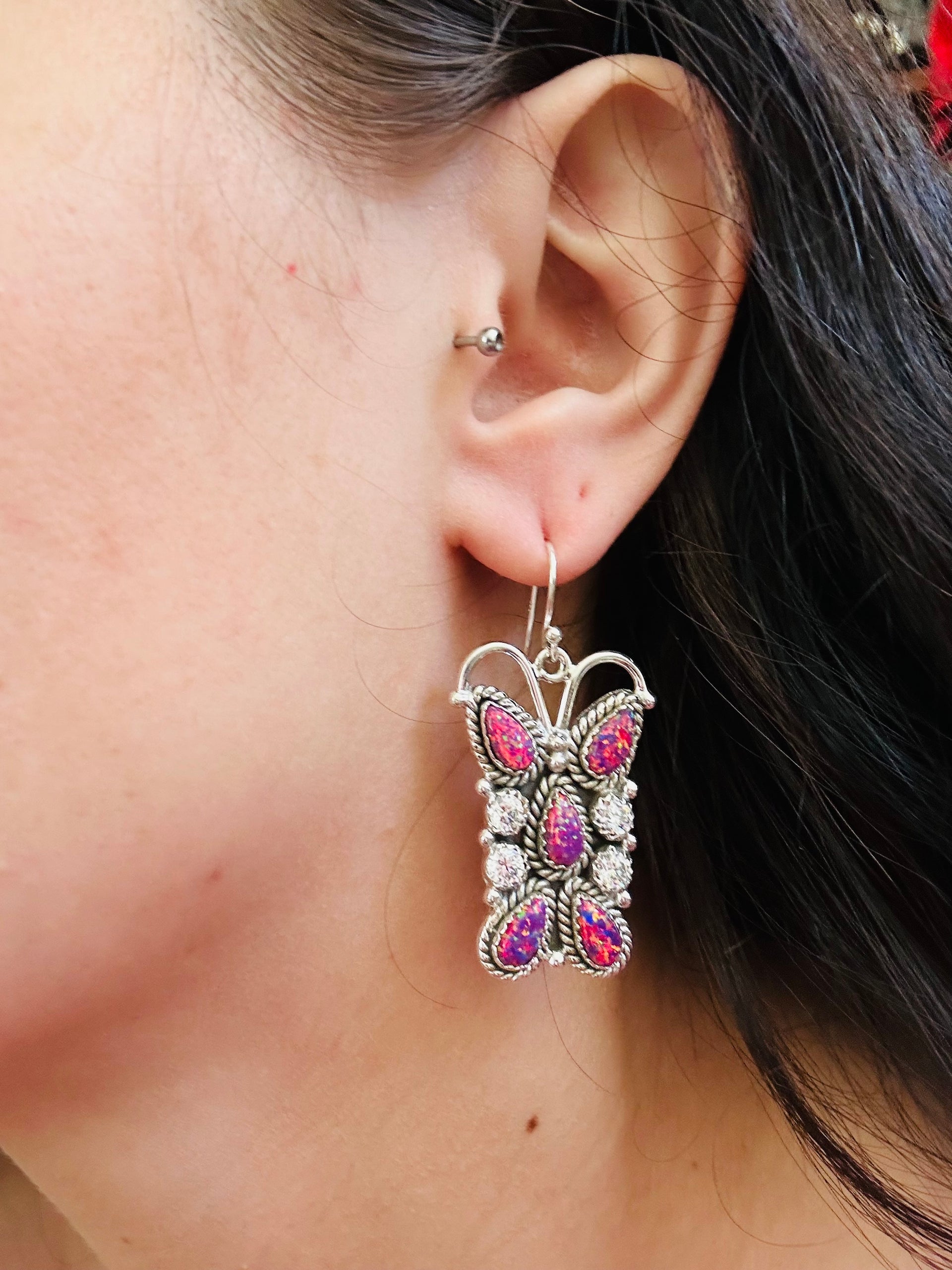 TTD “K’aalógii” Multi Stone & Sterling Silver Dangle Earrings