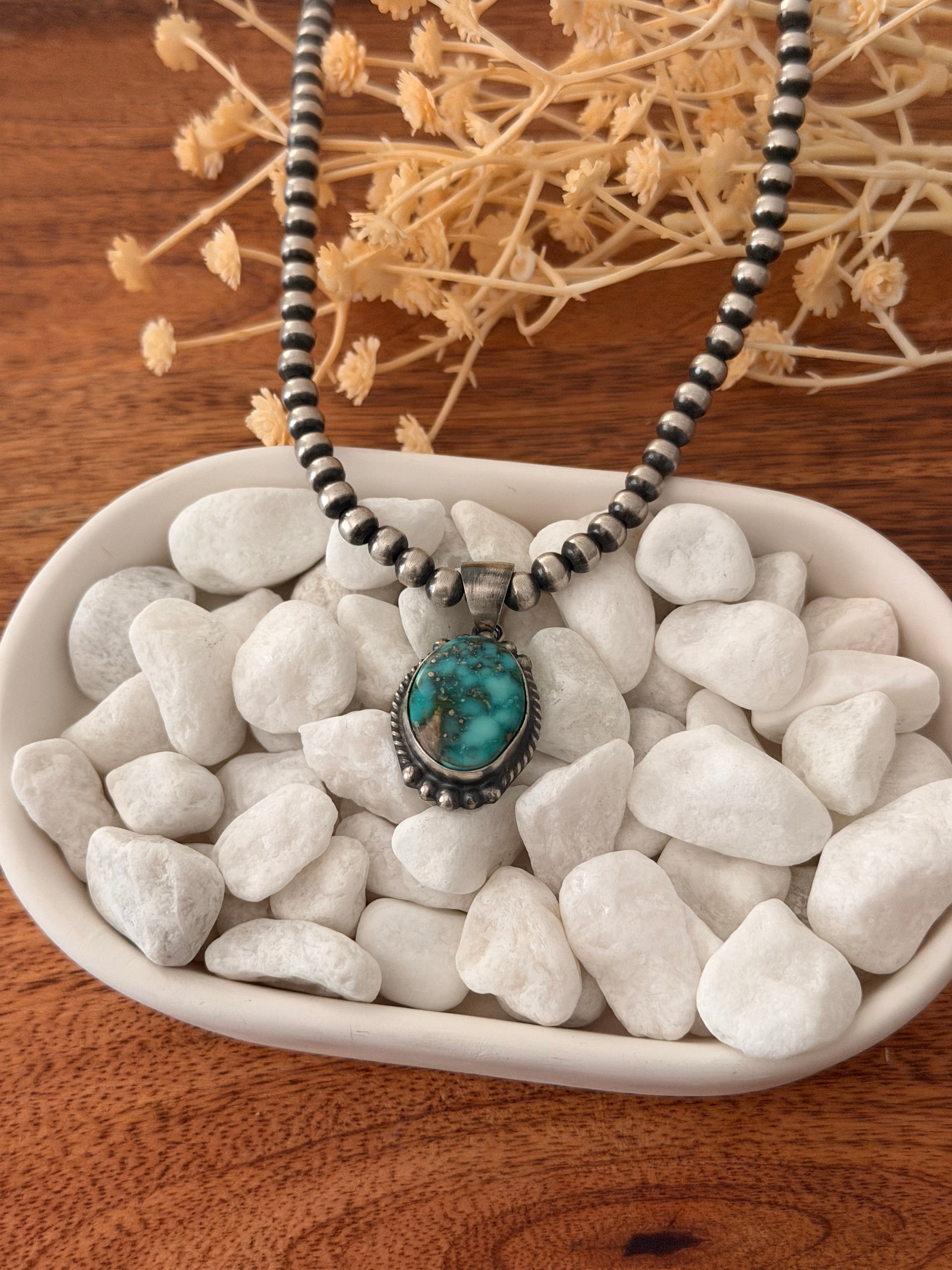 Navajo Made Sonoran Mountain Turquoise & Sterling Silver Pendant