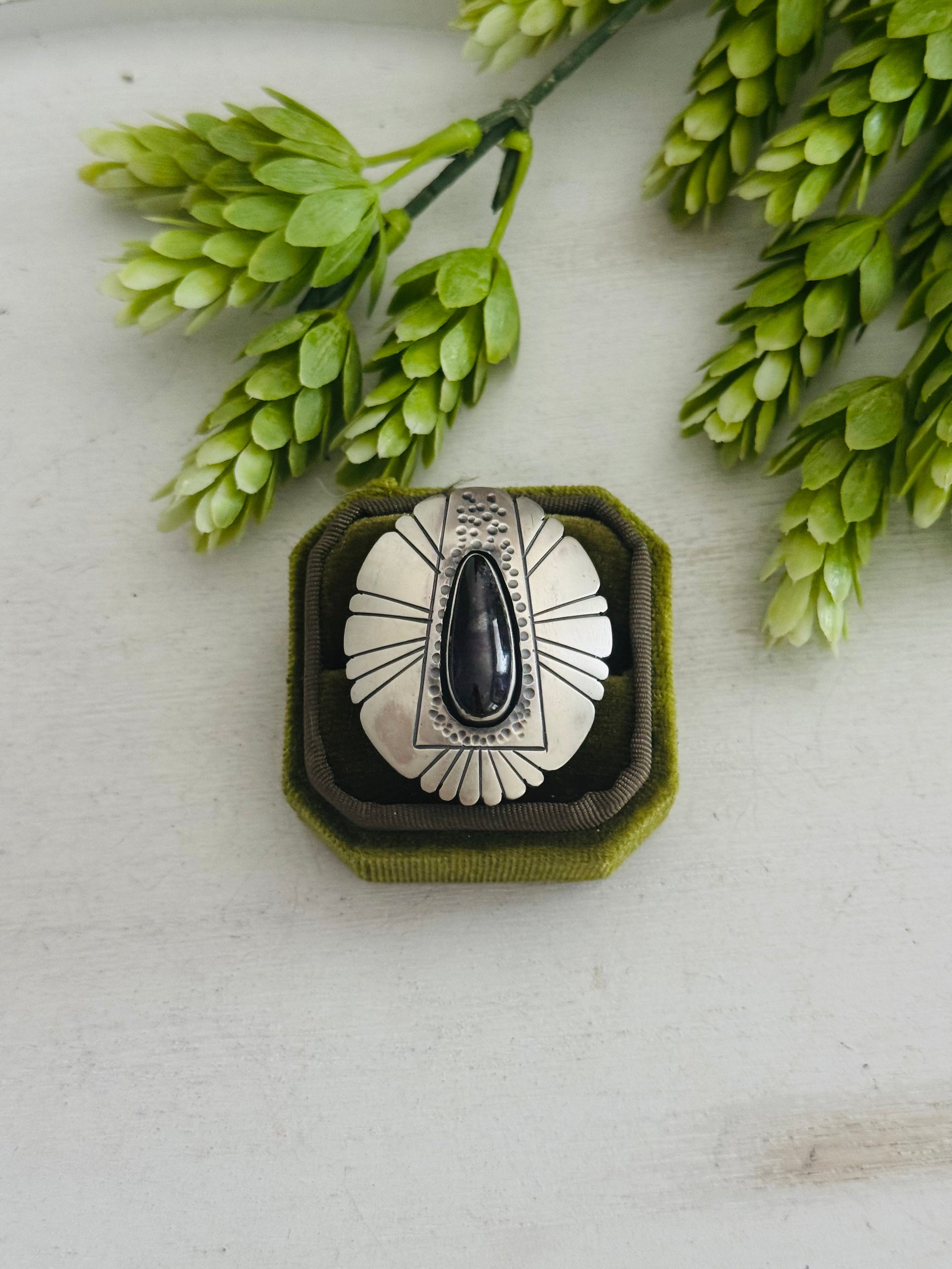 Navajo Made Sugalite & Sterling Sliver Ring Size 6.75