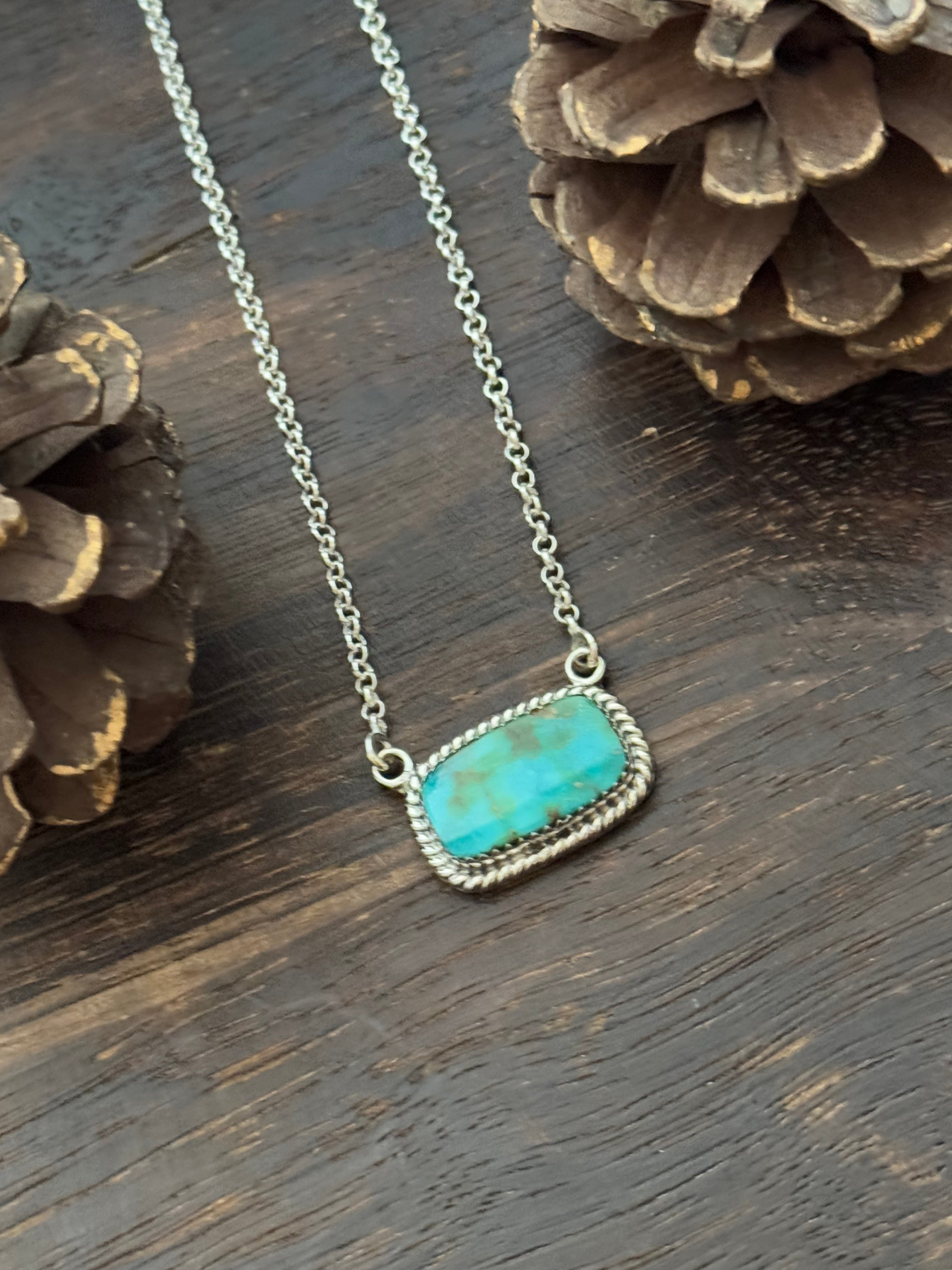 Southwest Sonoran Mountain Turquoise & Sterling Silver Bar Necklace