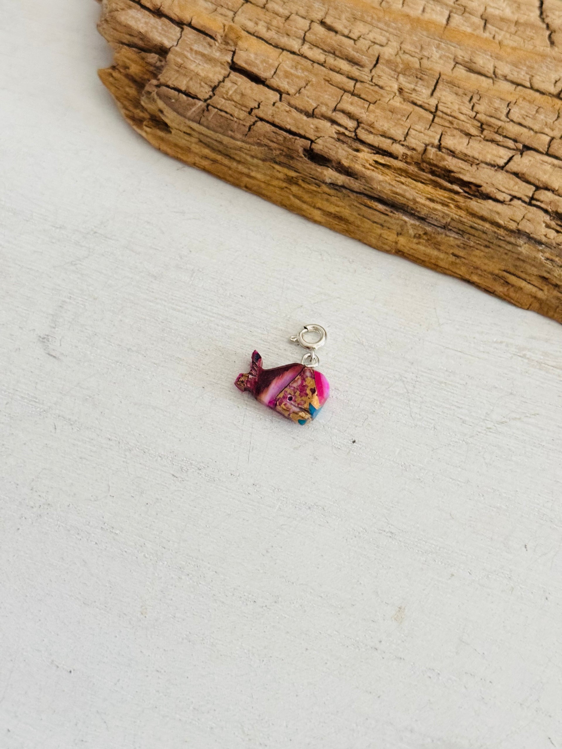 Navajo Made Mohave Turquoise & Sterling Silver Hump Back Whale Charms