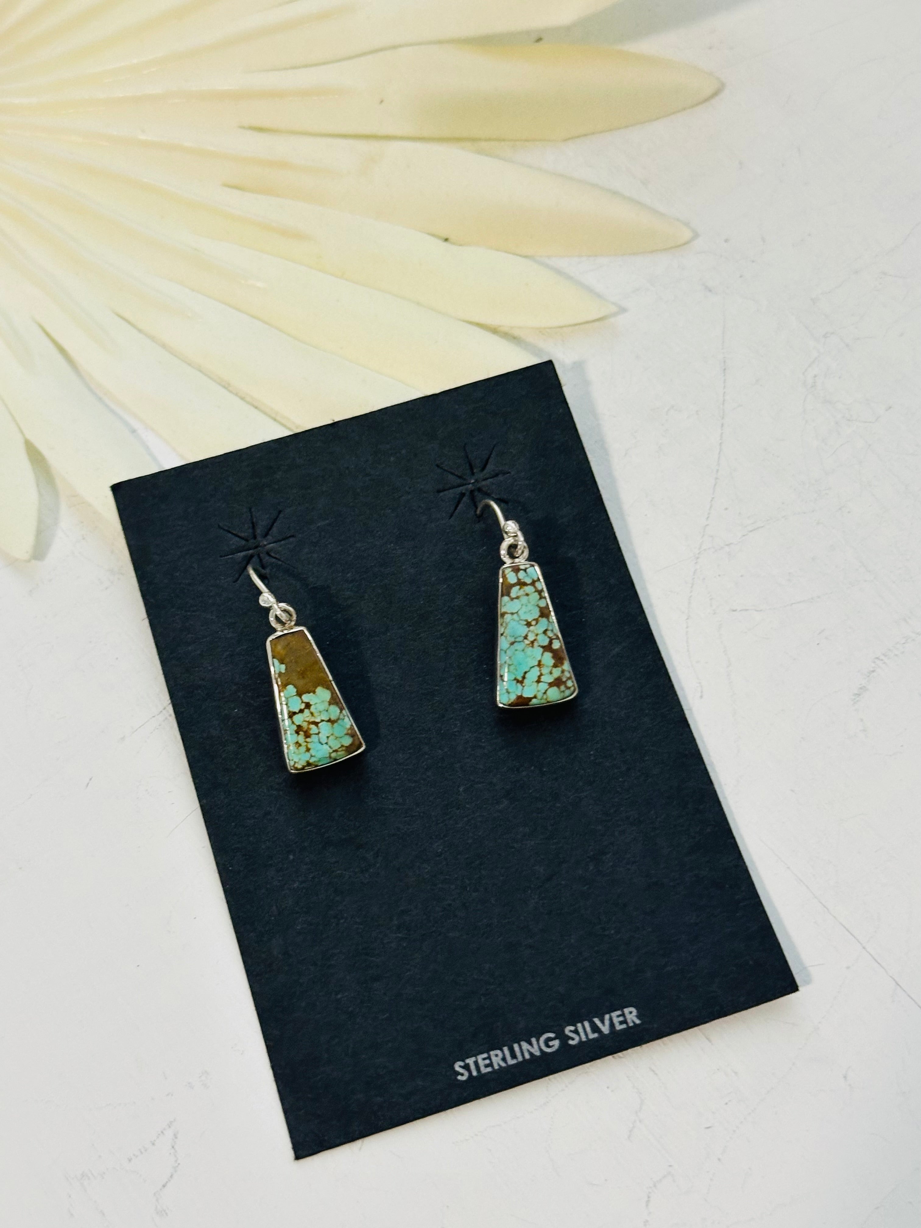 Southwest Handmade #8 Turquoise & Sterling Silver Dangle Earrings