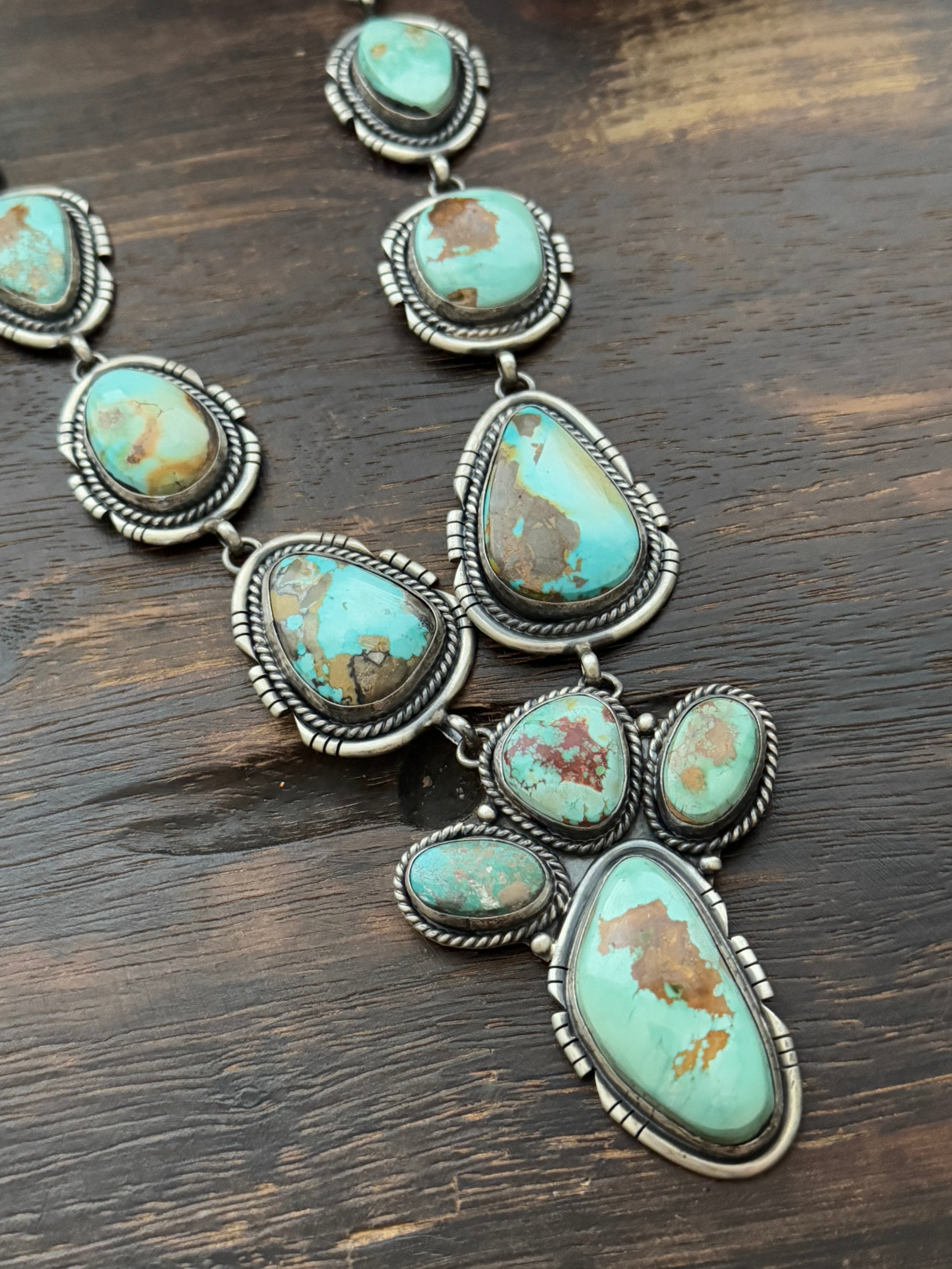 Navajo Made Royston Turquoise & Sterling Silver Necklace Set