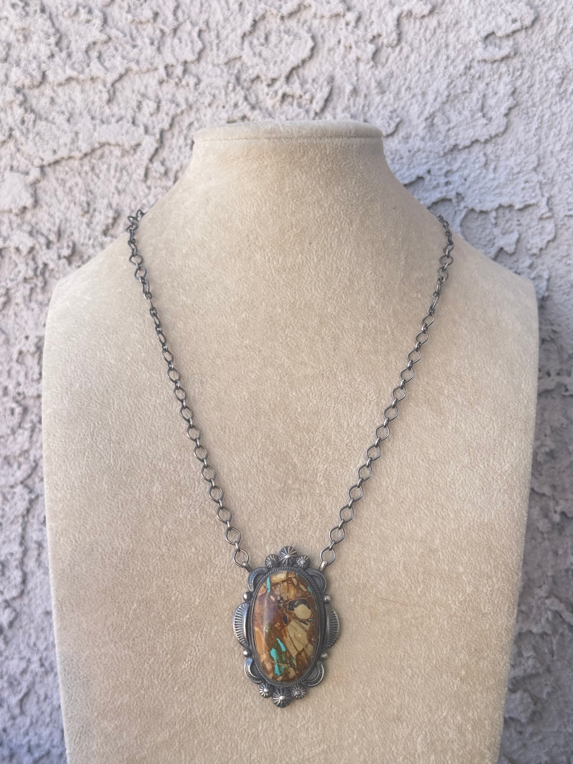 Bennie Ramone Boulder Turquoise & Sterling Silver Necklace