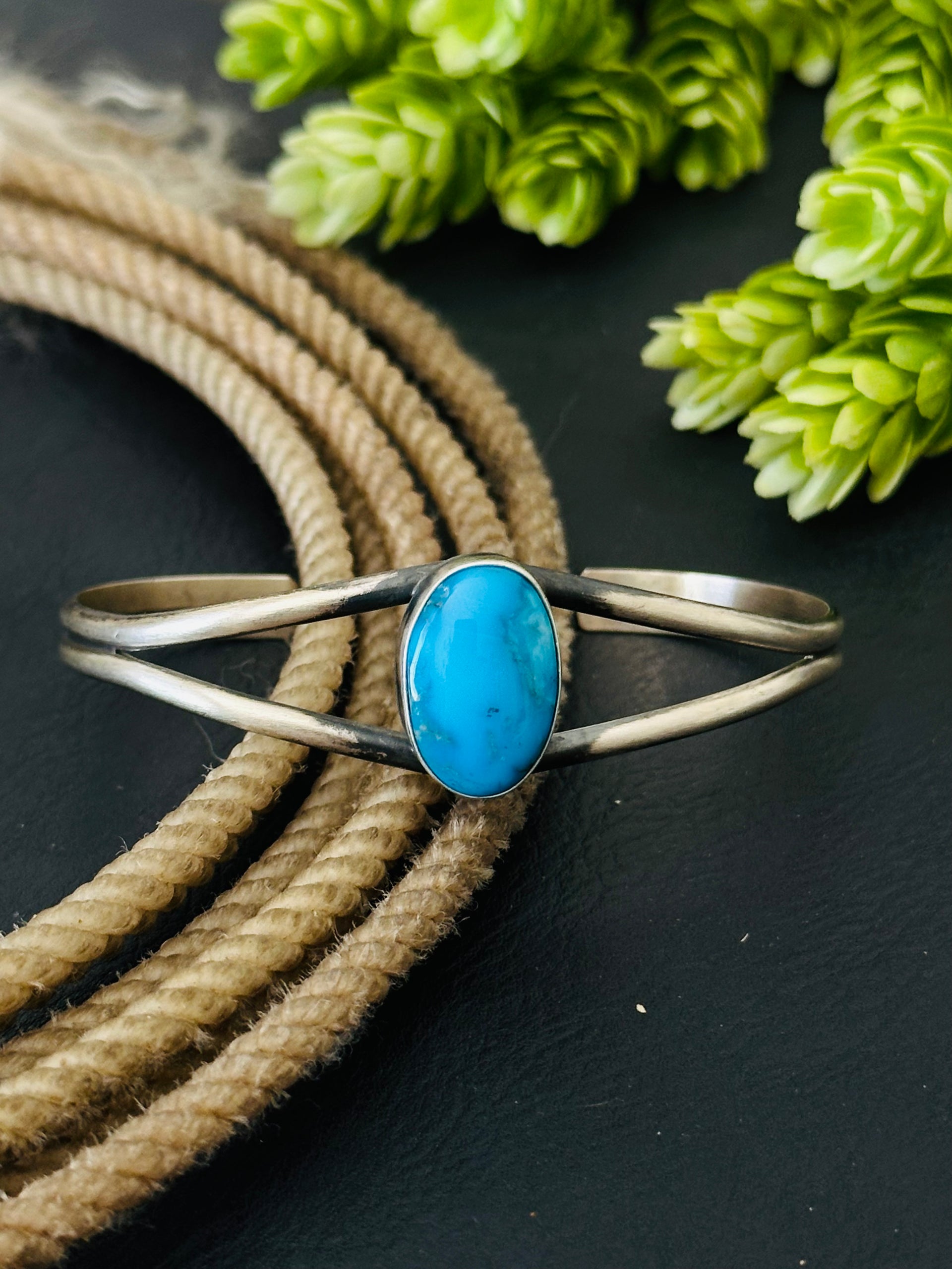 Dave Skeets Kingman Turquoise & Sterling Silver Cuff Bracelet
