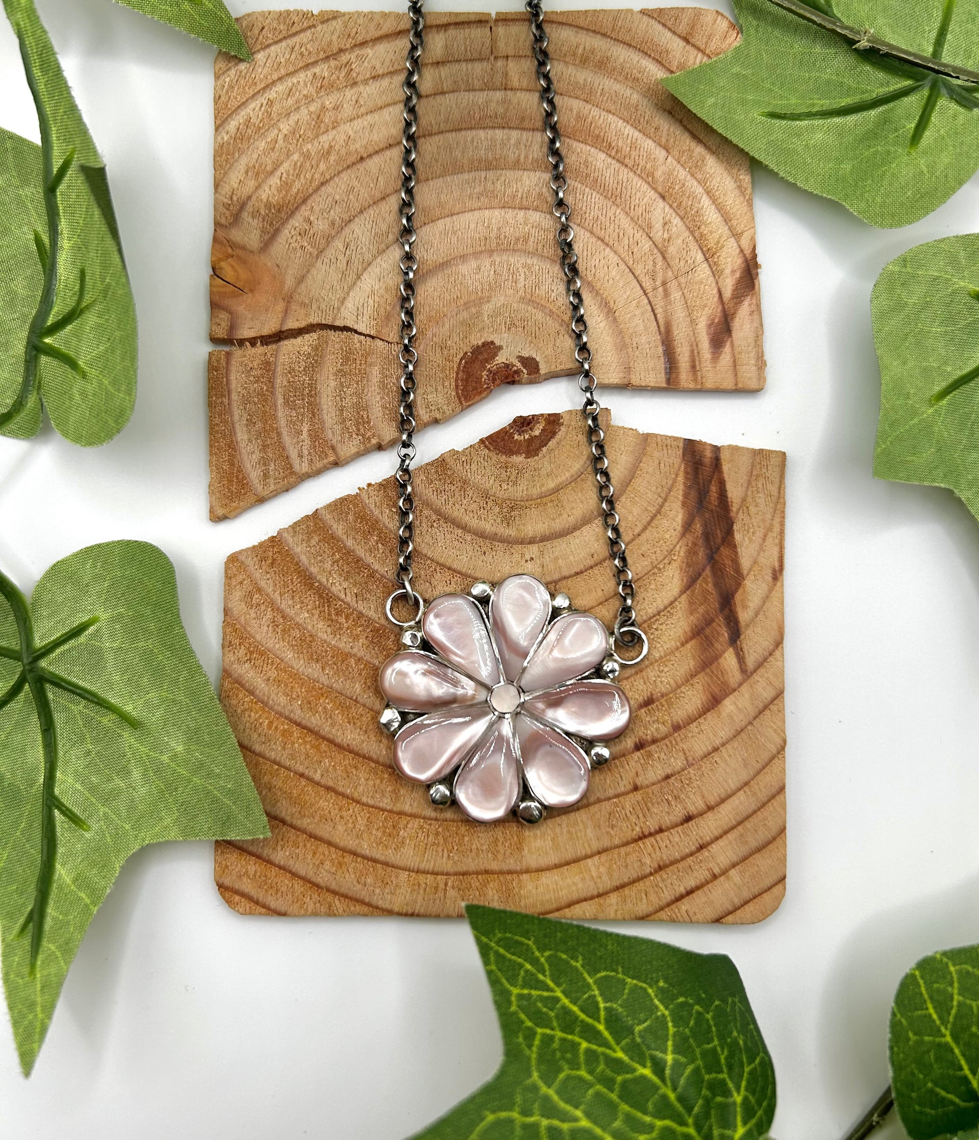 Zuni Made Mother of Pearl & Sterling Silver Necklace