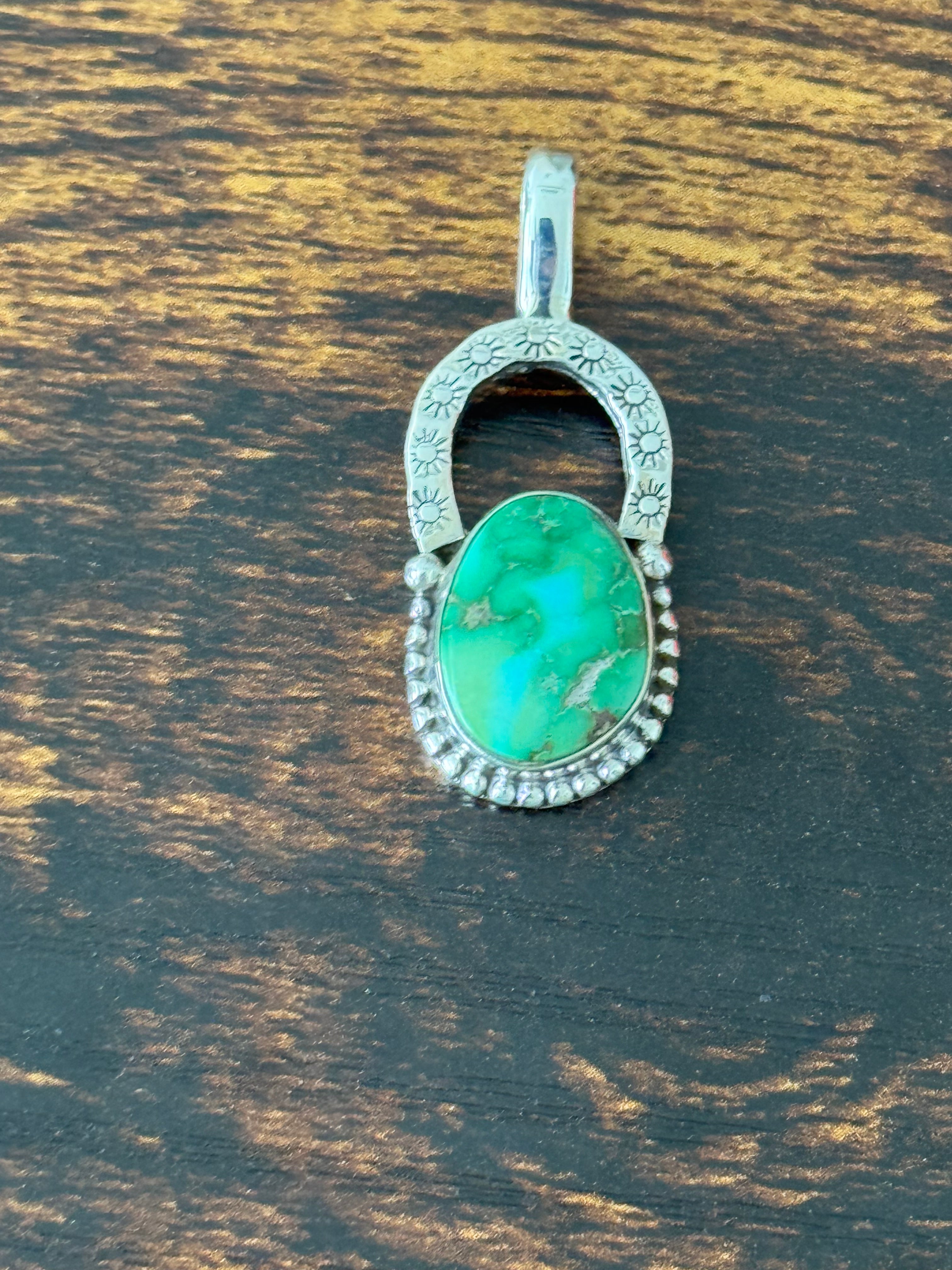 Southwest Sonoran Mountain Turquoise & Sterling Silver Pendant