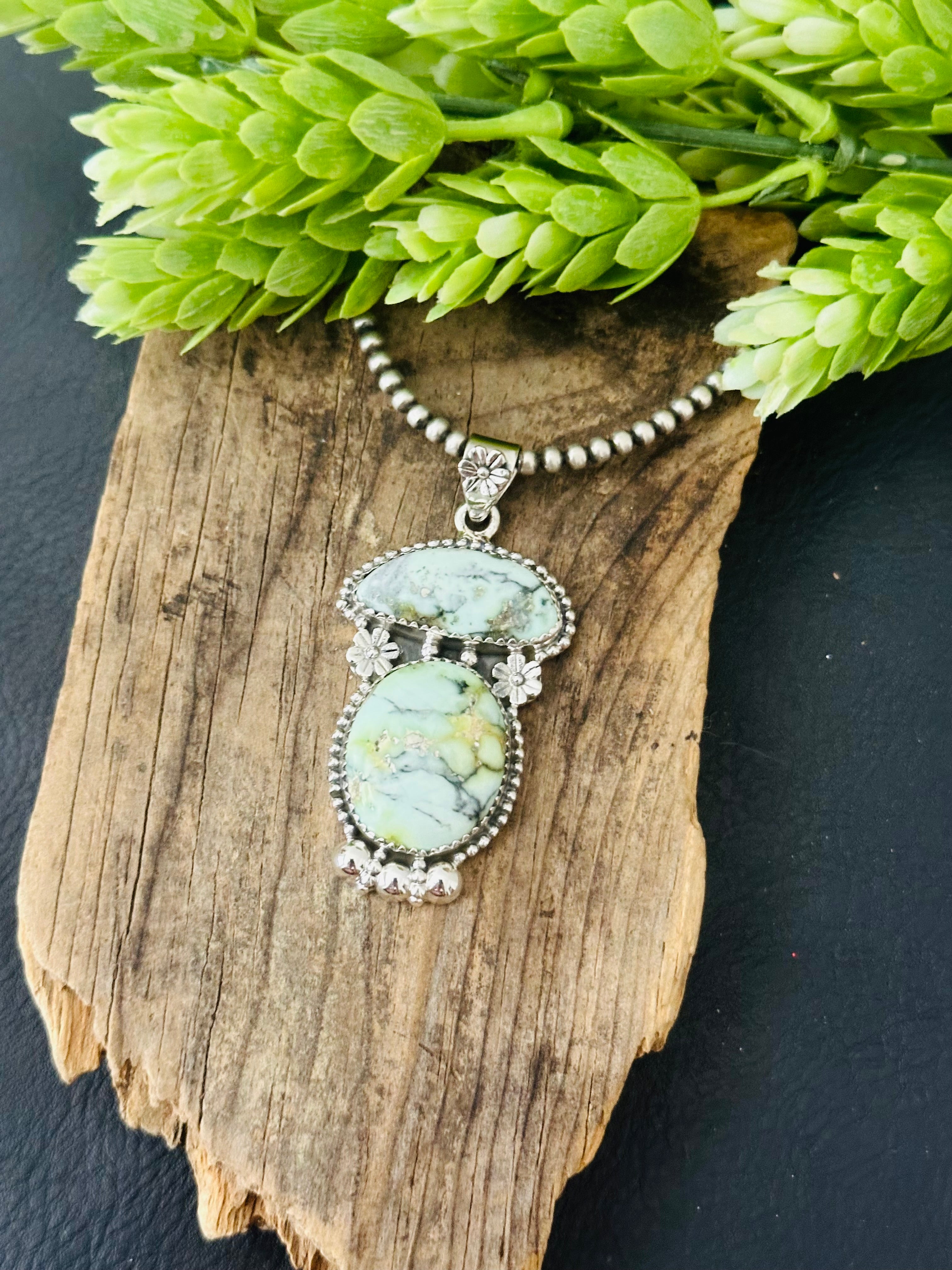 Southwest Palomino Variscite & Sterling Silver Pendant