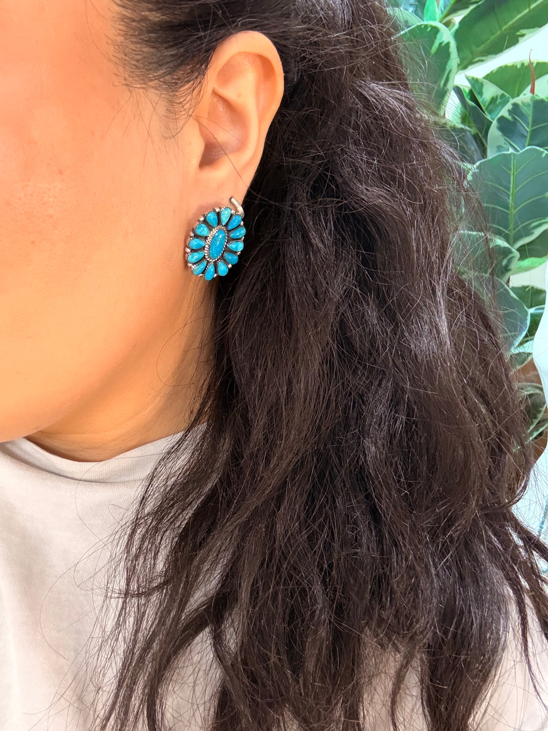 Southwest Handmade Kingman Turquoise & Sterling Silver Post Earrings
