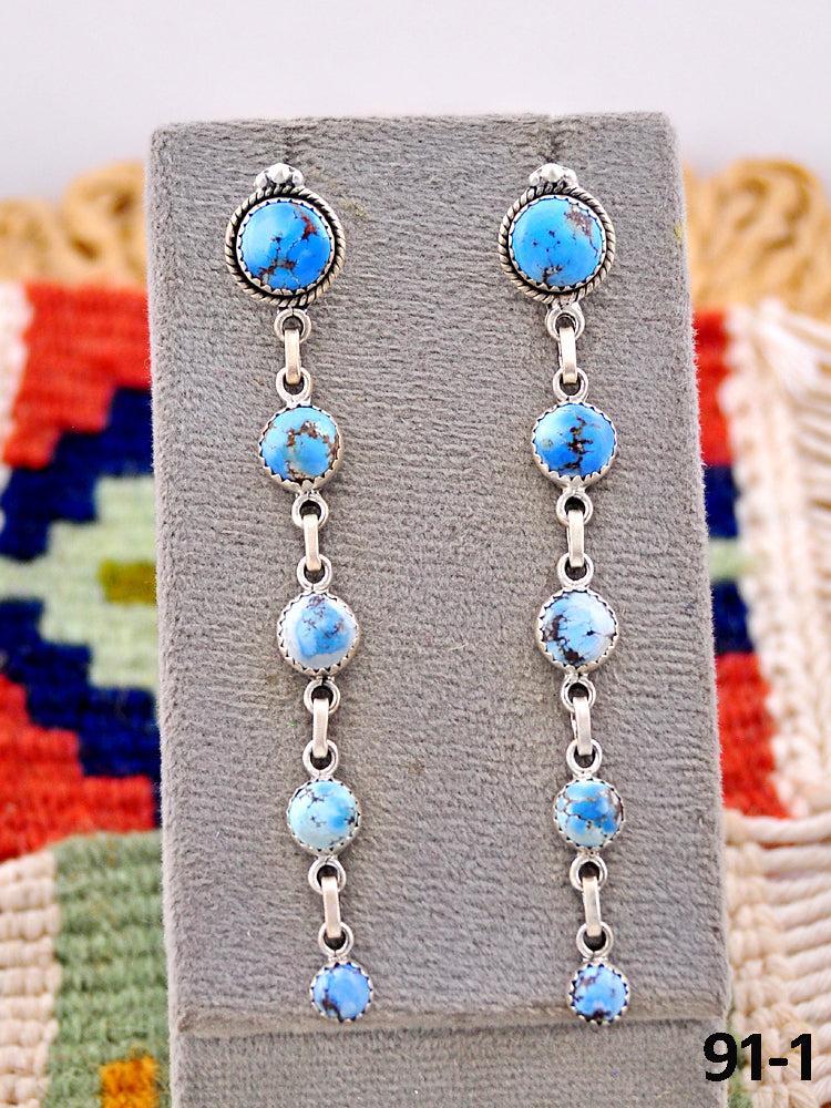 Southwest Handmade Golden Hills Turquoise  & Sterling Silver Post Earrings