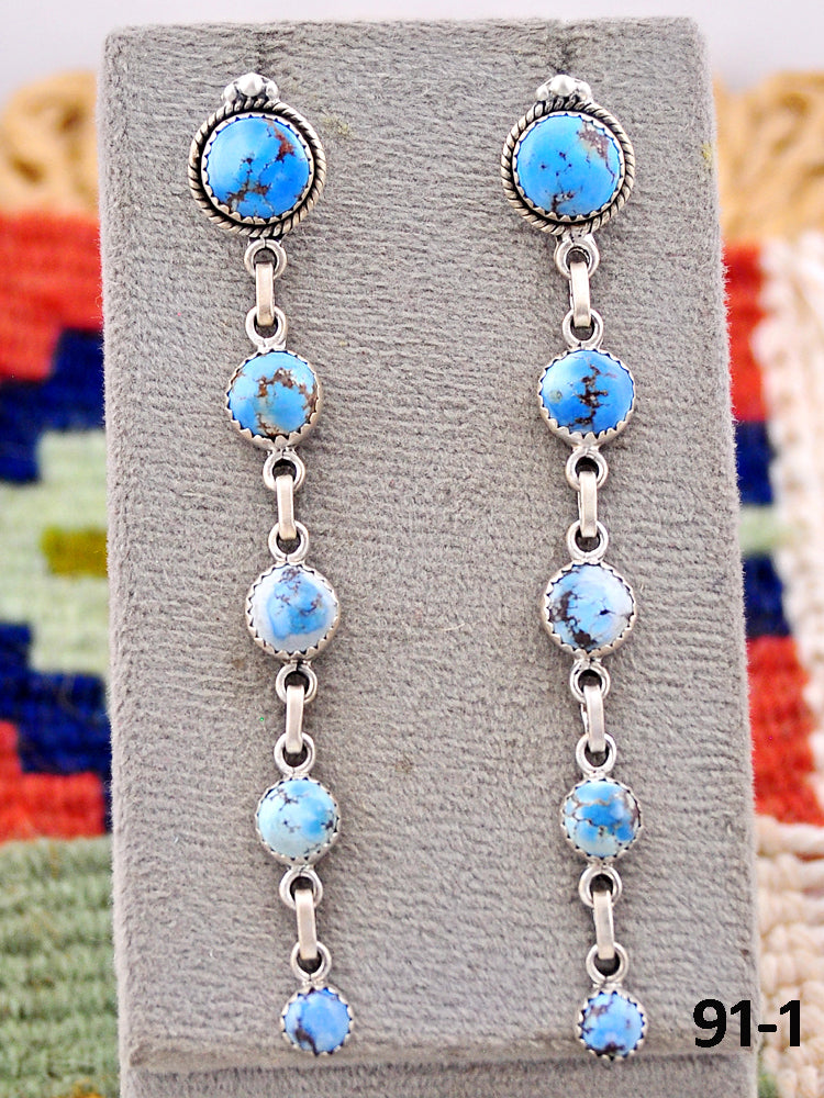 Southwest Handmade Golden Hills Turquoise  & Sterling Silver Post Earrings