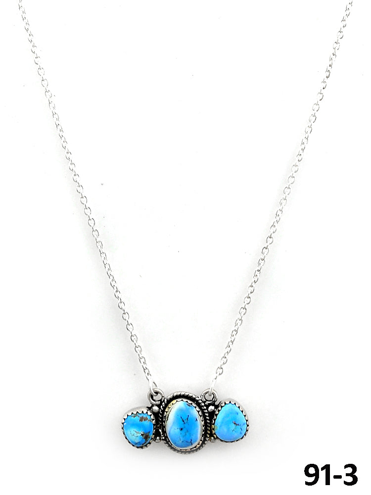 Southwest Made Golden Hills Turquoise & Sterling Silver Necklace