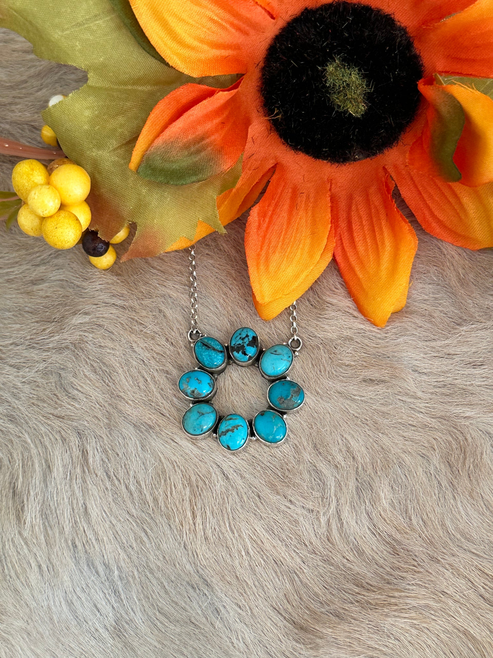 Southwest Made Kingman Turquoise & Sterling Silver Necklace