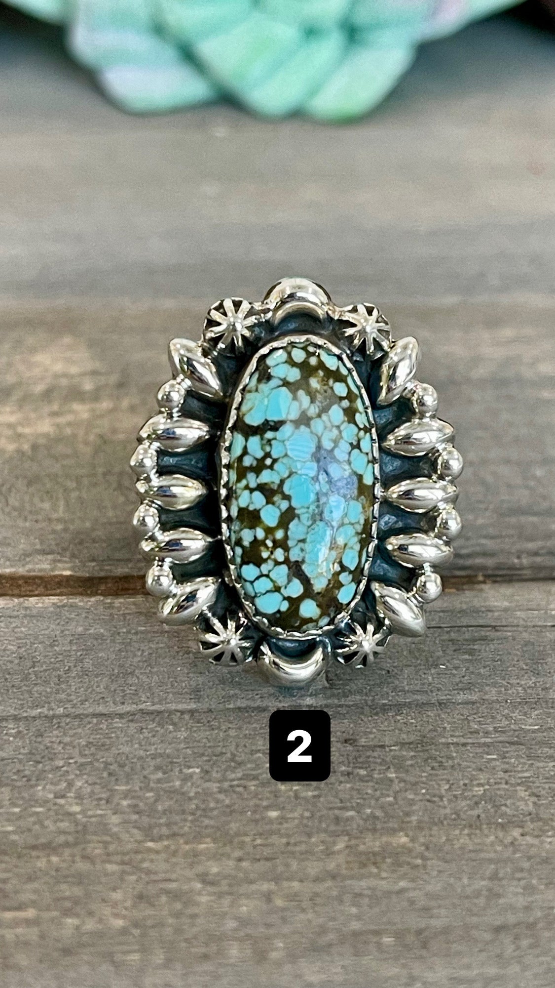 Southwest Handmade Number 8 Turquoise & Sterling Silver Adjustable Ring