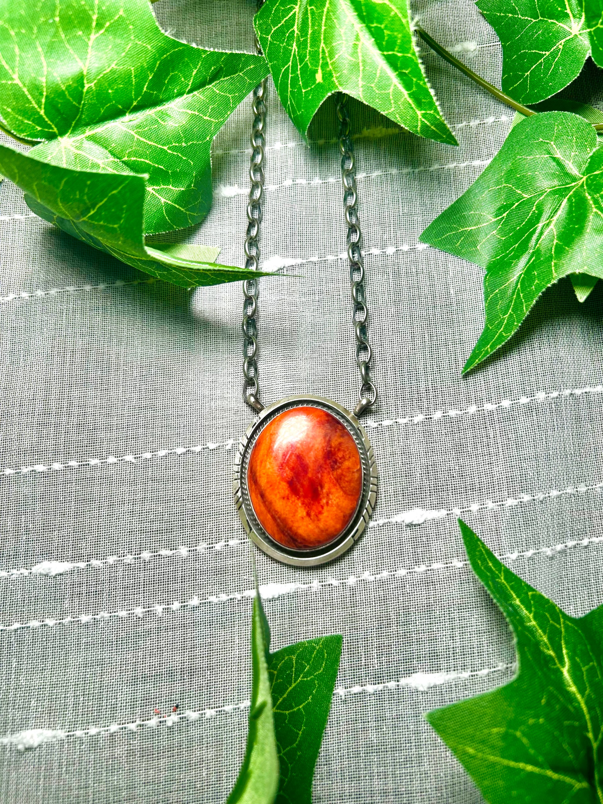 Alfred Martinez Spiny Oyster & Sterling Silver Necklace