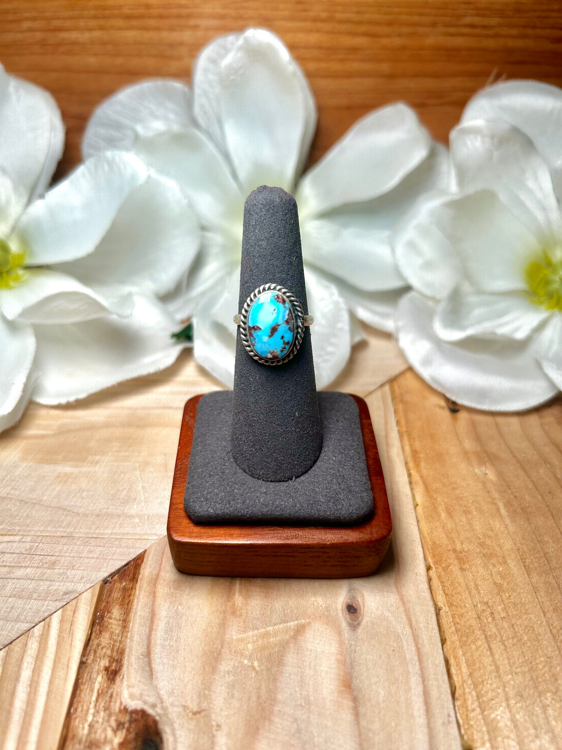 Navajo Made Golden Hill Turquoise & Sterling Silver Ring Size 6