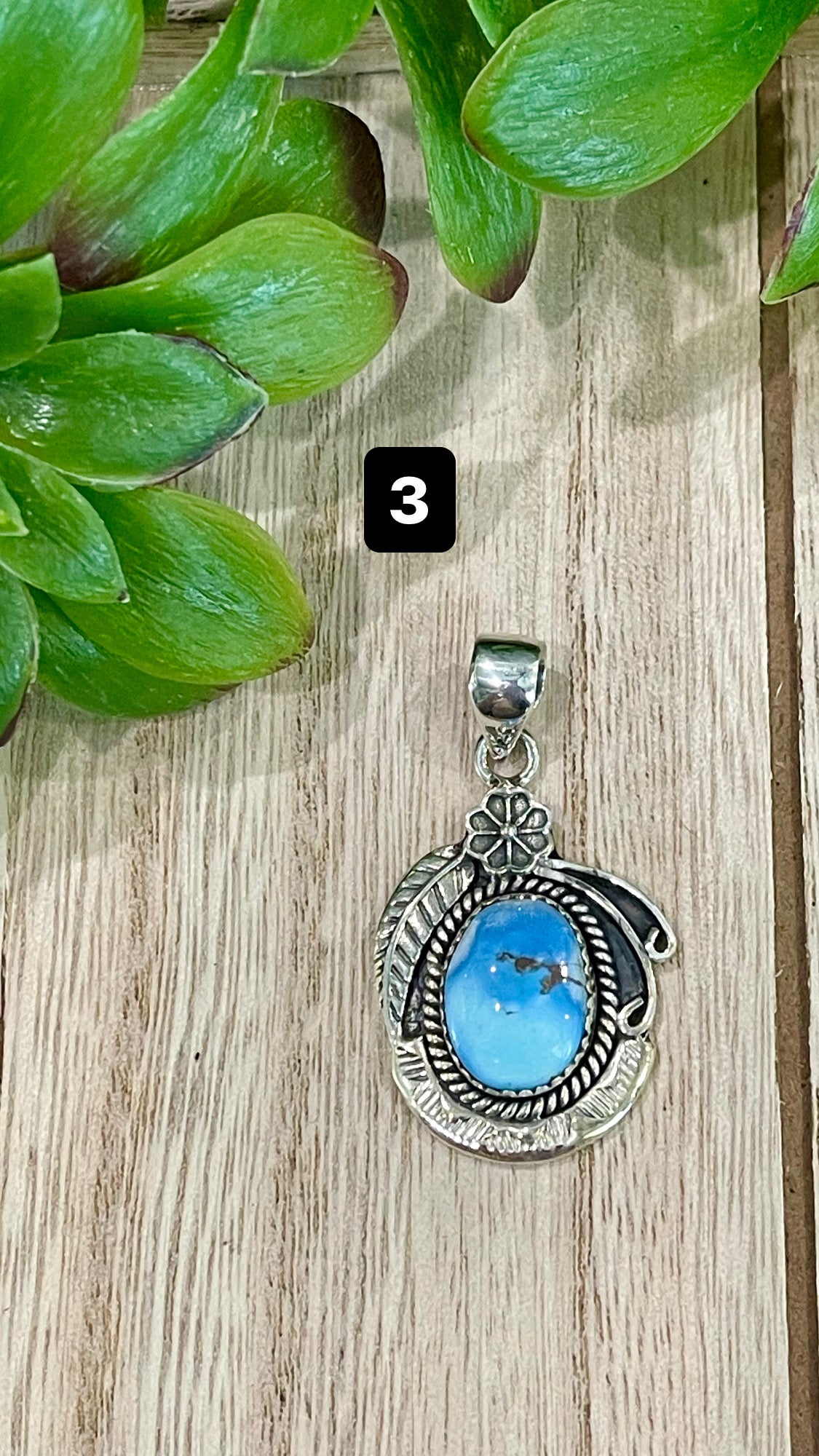 Southwest Golden Hills Turquoise & Sterling Silver Pendant