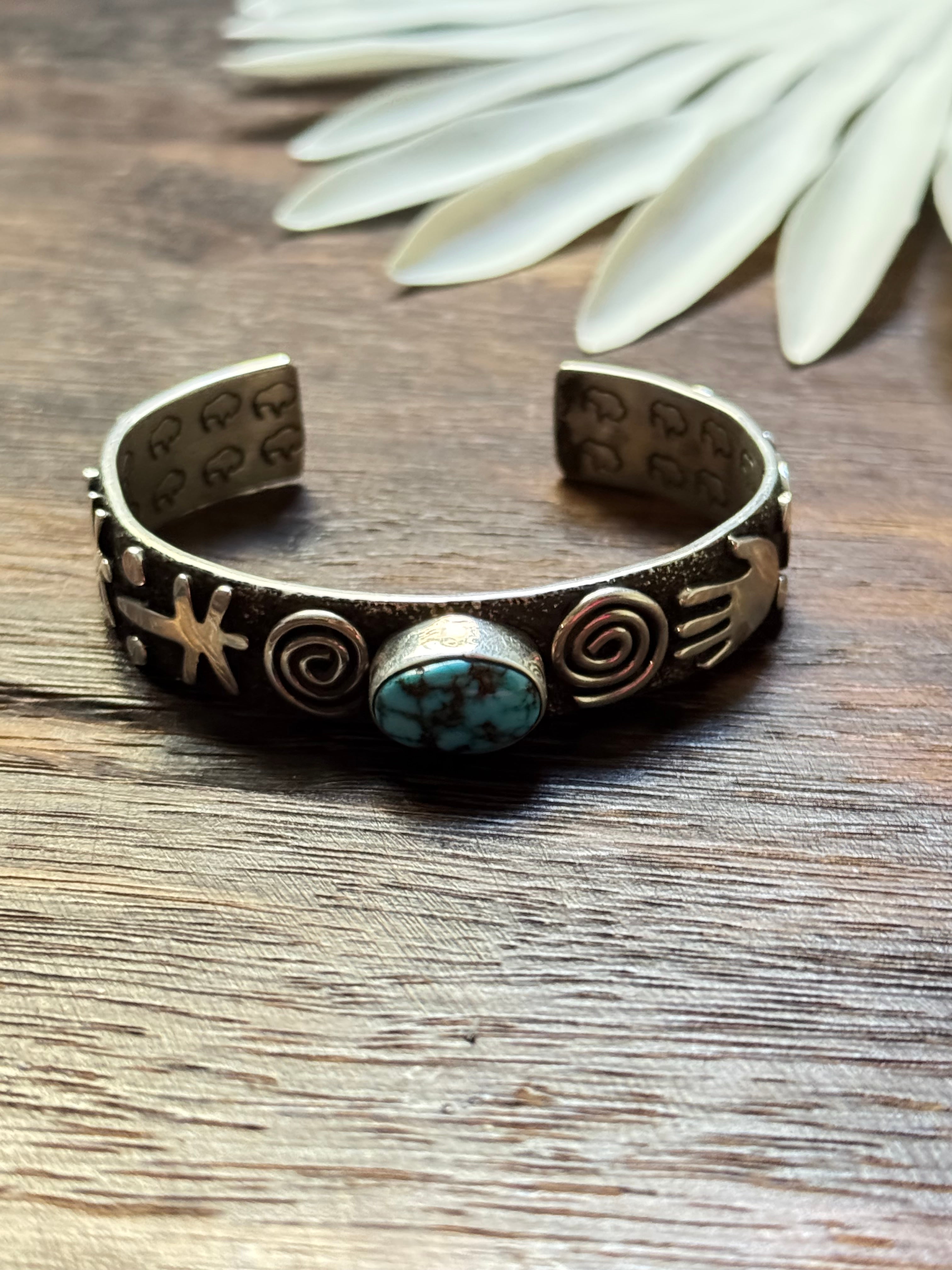 Alex Sanchez Birds Eye Kingman Turquoise & Sterling Silver Cuff Bracelet