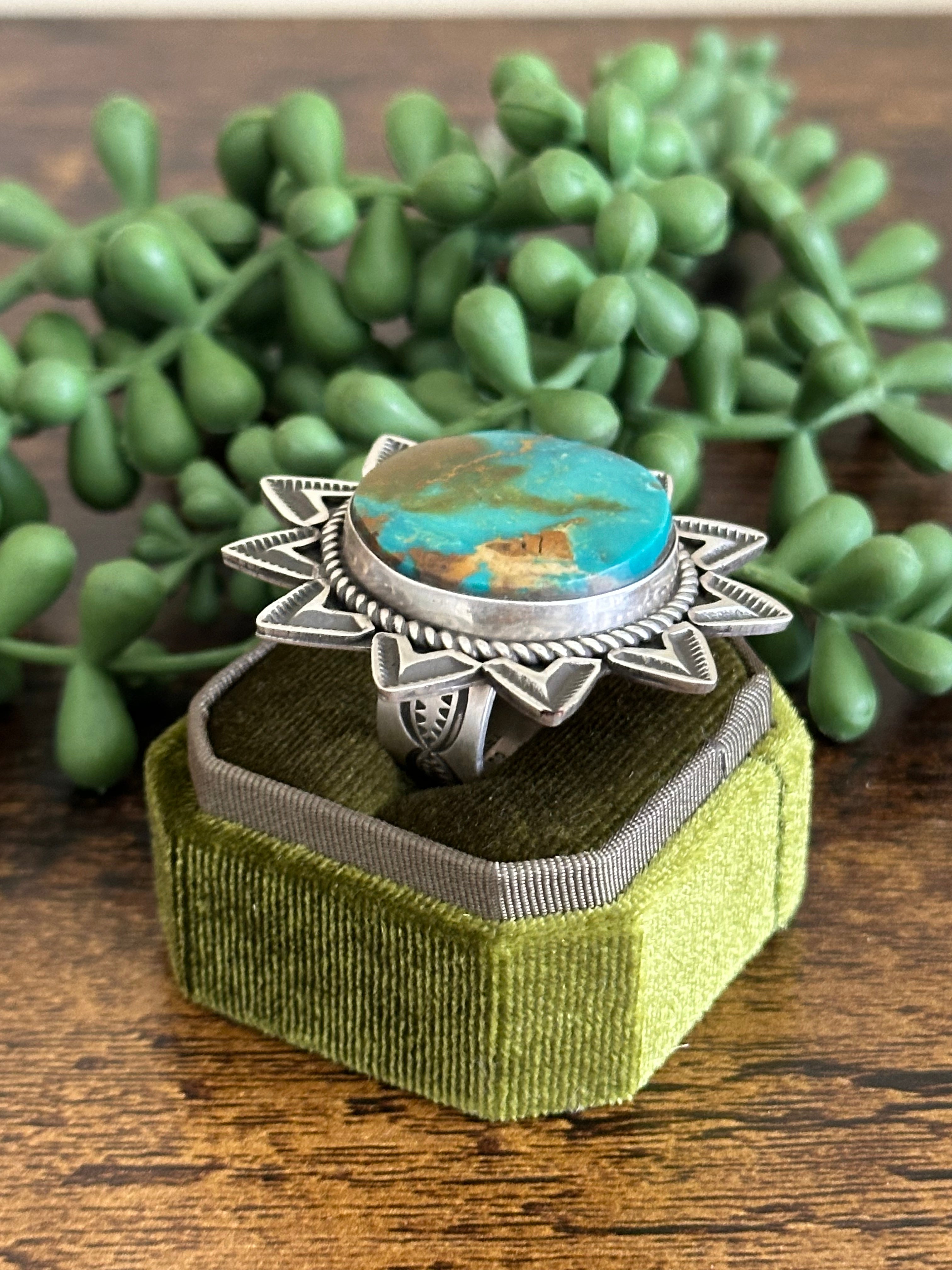 Alex Sanchez Royston Turquoise & Sterling Silver Adjustable Ring