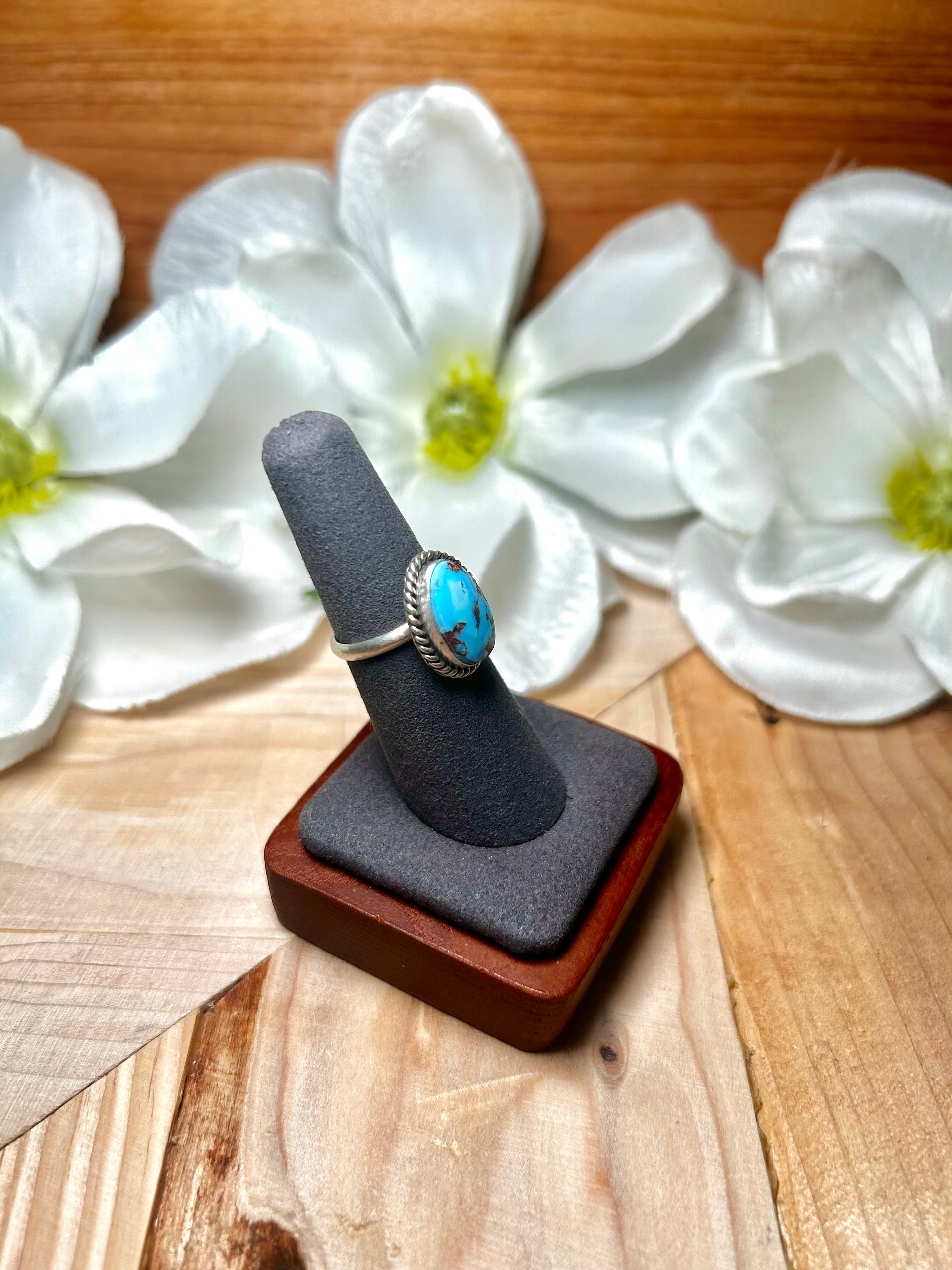 Navajo Made Golden Hill Turquoise & Sterling Silver Ring Size 6