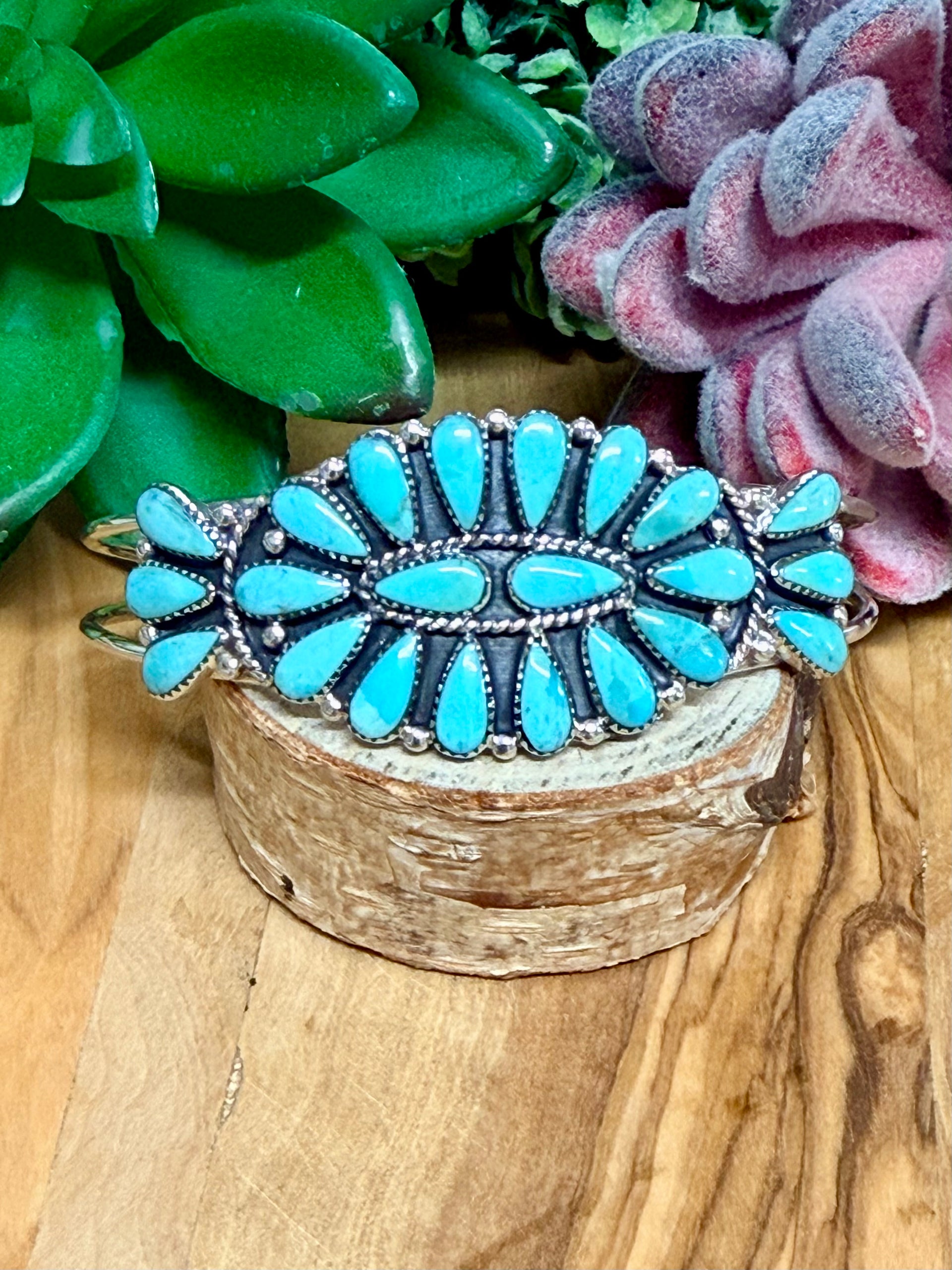 Southwest Handmade Kingman Turquoise & Sterling Silver Cuff Bracelet