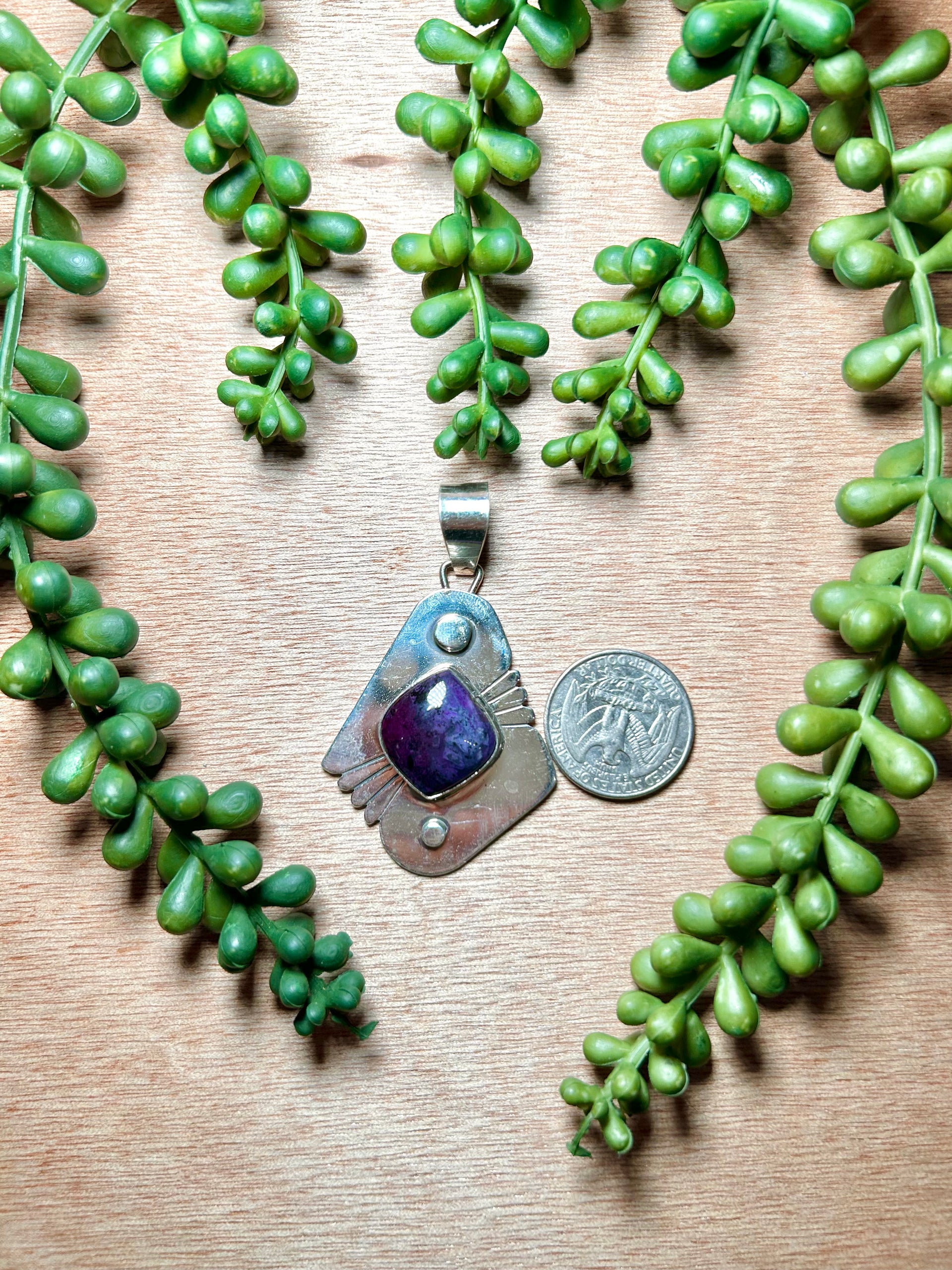 Navajo Made Sngilite  & Sterling Silver Pendant