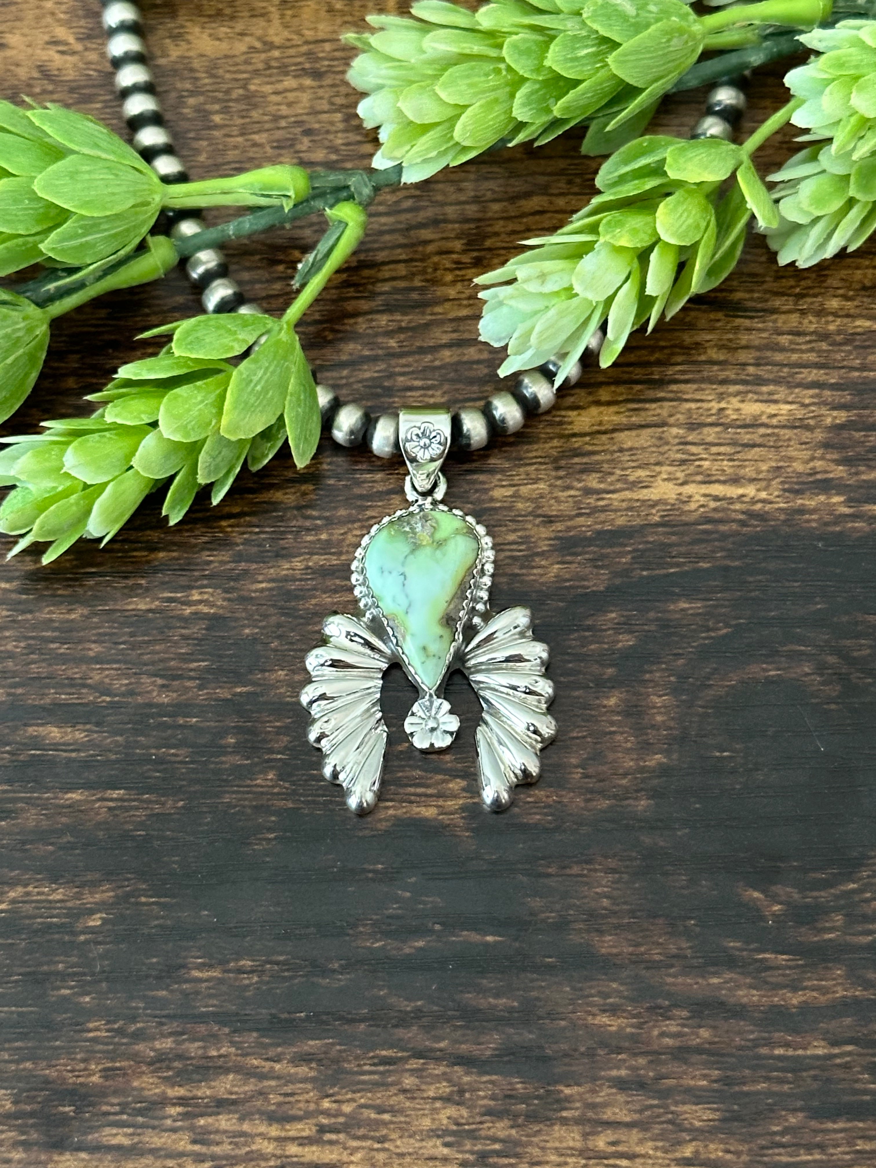 Southwest Palomino Variscite & Sterling Silver Pendant