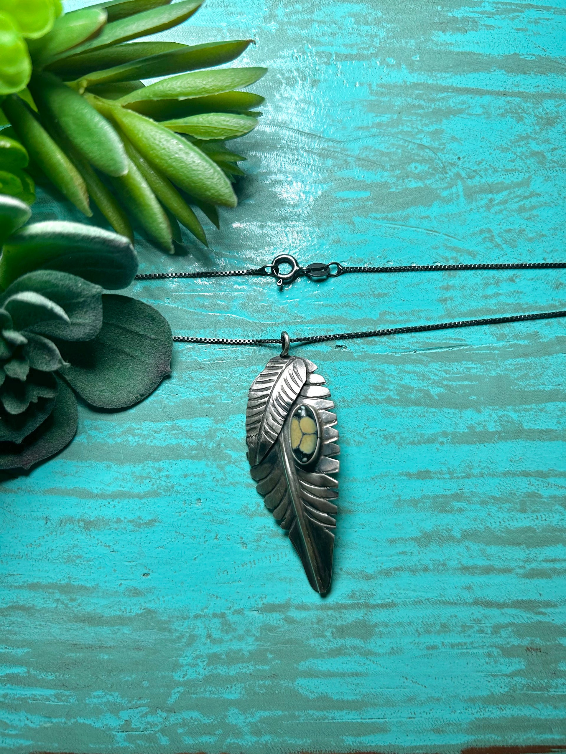 Navajo Made New Lander Variscite & Sterling Silver Necklace