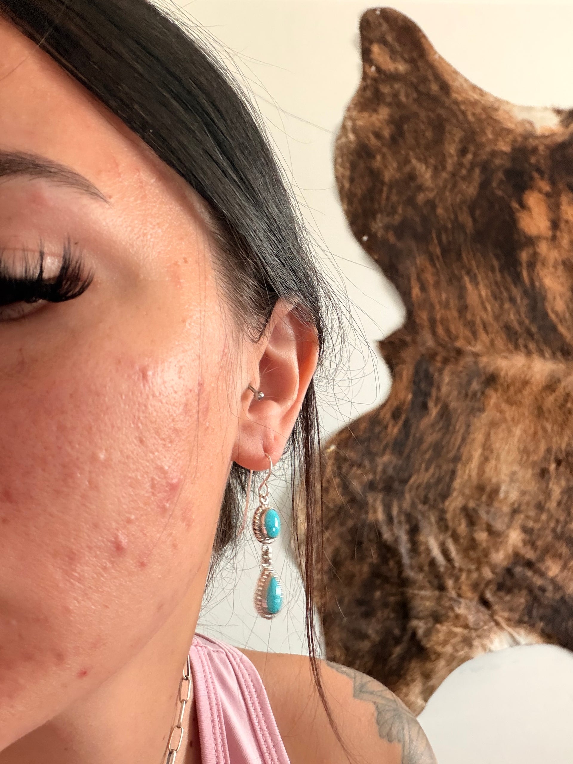 Tricia Smith Kingman Turquoise & Sterling Silver Dangle Earrings