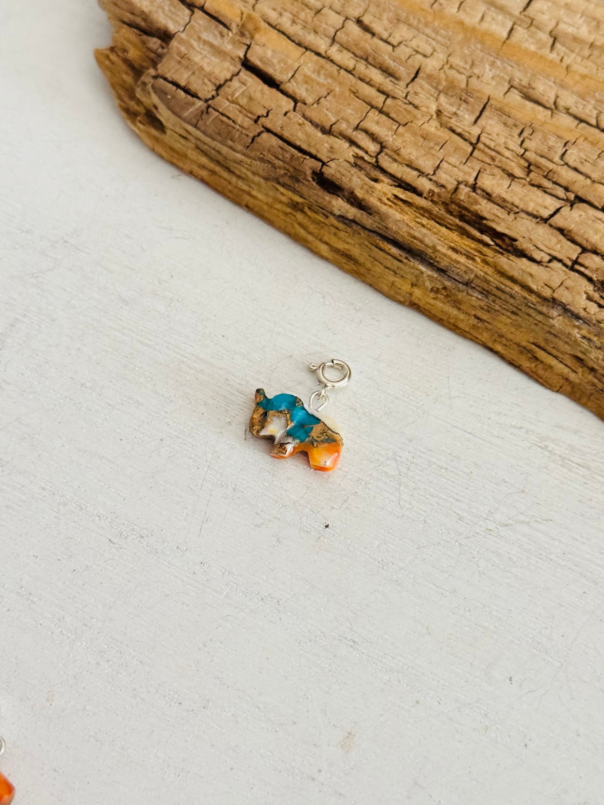 Navajo Made Mohave Turquoise & Sterling Silver Rhino Charms