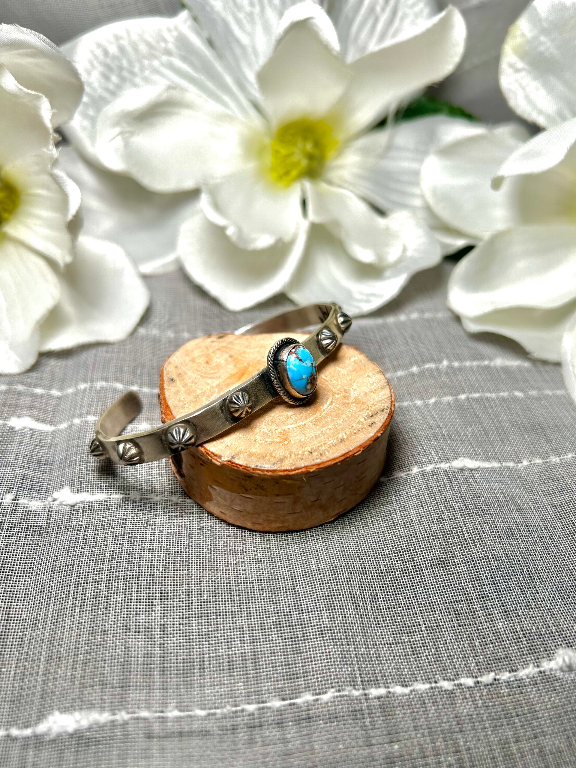 Jameson Garcia Navajo Made Golden Hill & Sterling Silver Cuff Bracelet