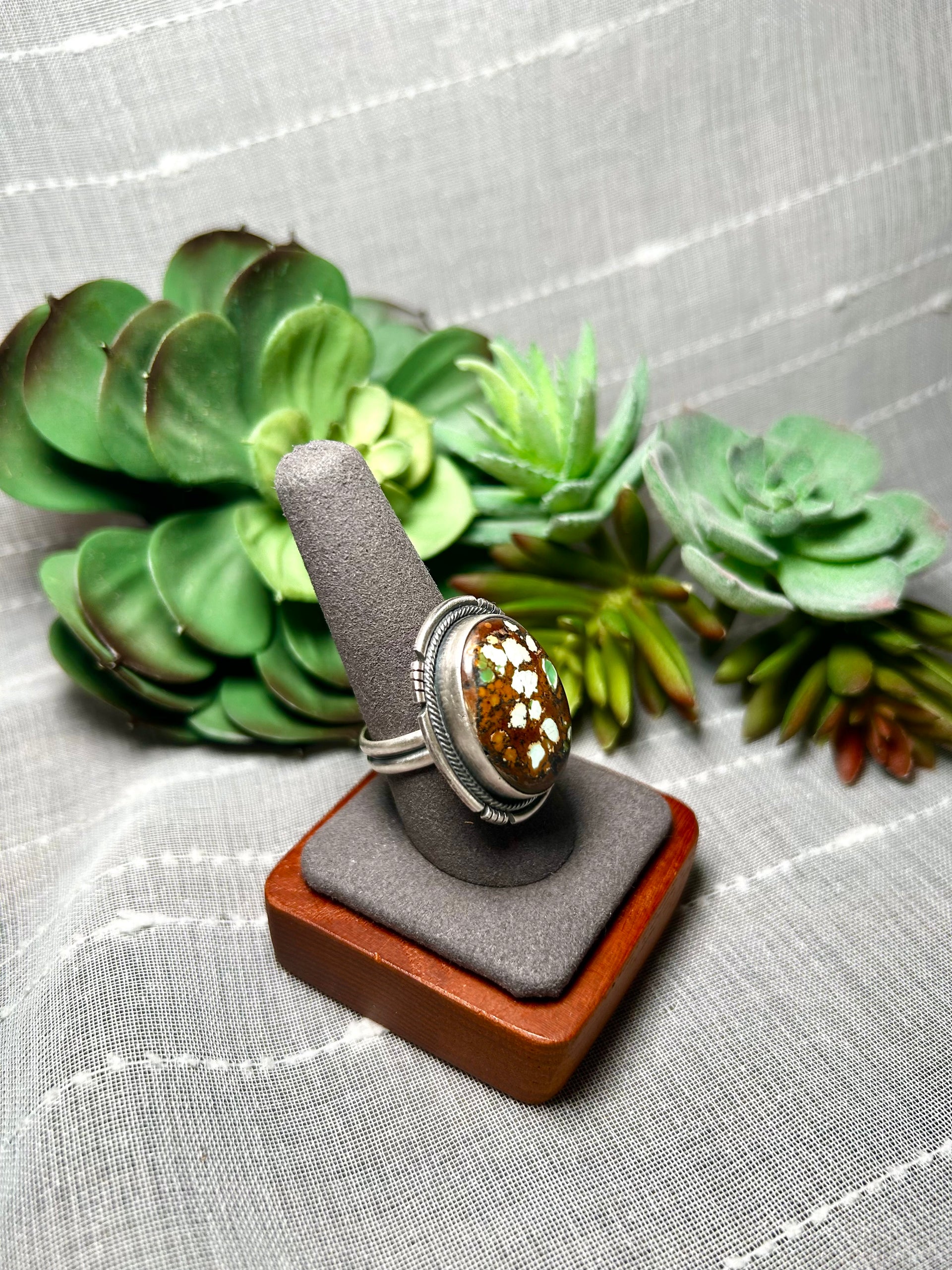 Navajo Made Carico Lake Turquoise & Sterling Silver Adjustable Ring