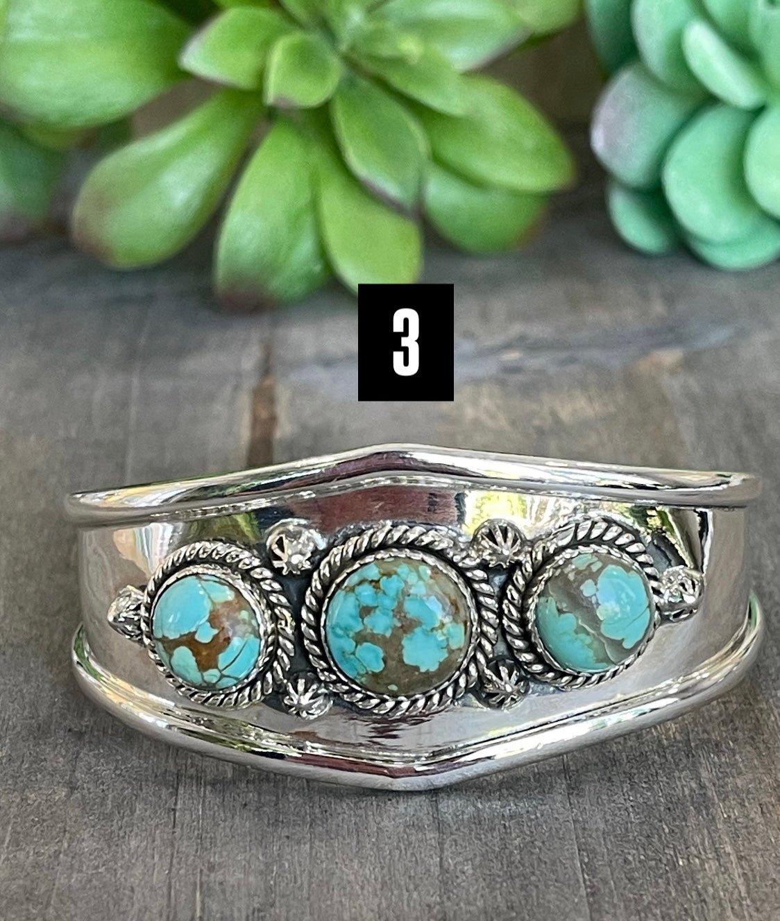 Southwest Handmade Number 8 Turquoise & Sterling Silver Cuff Bracelet