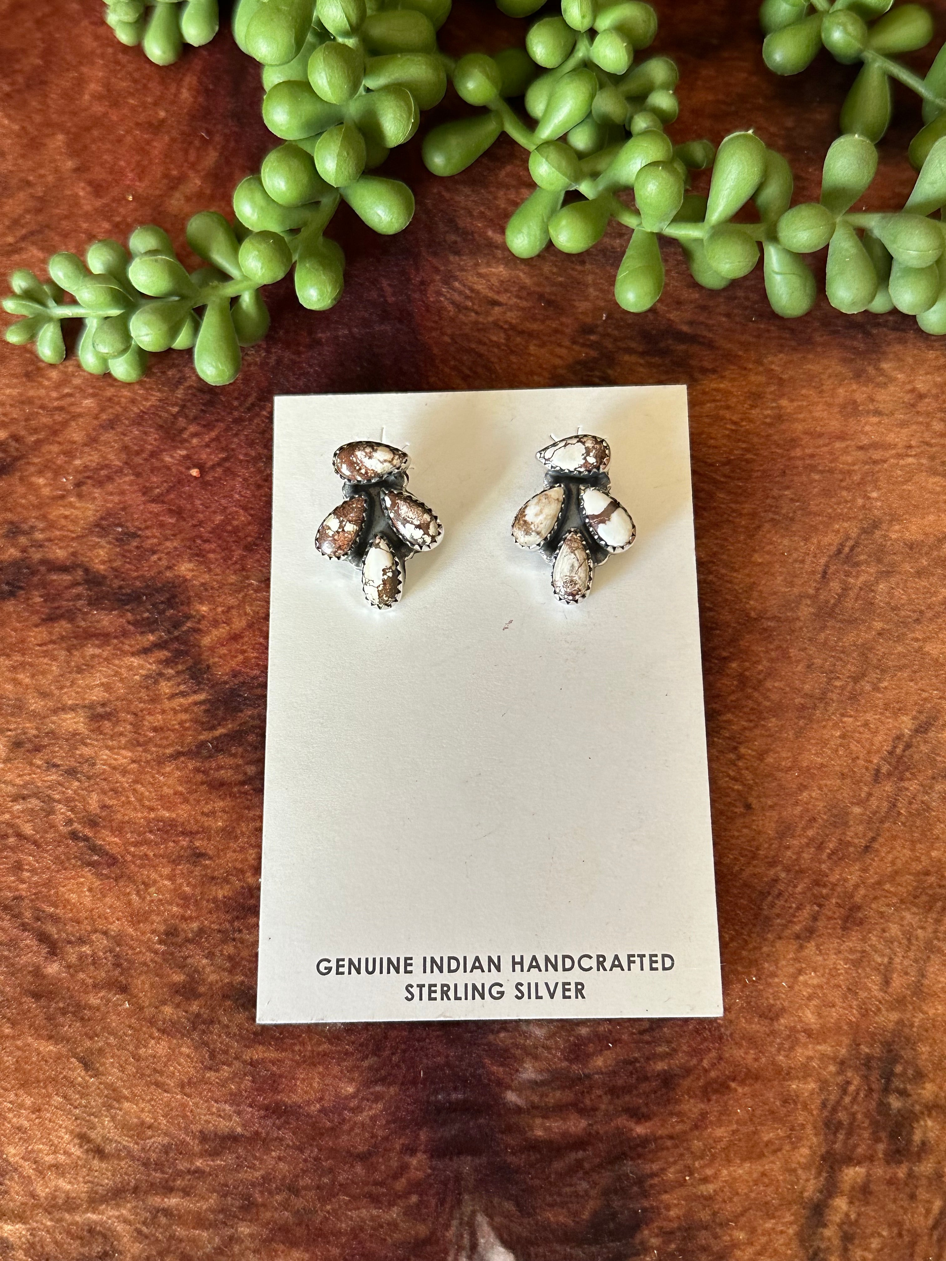 Southwest Handmade Wild Horse & Sterling Silver Post Earrings