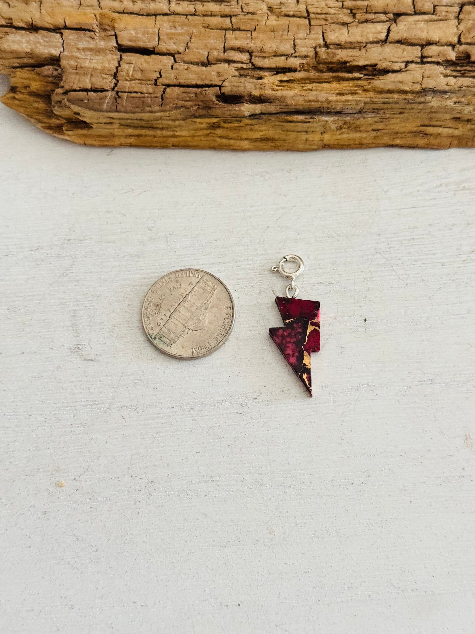 Navajo Made Rose Dahlia & Sterling Silver Lightning Bolt Charms