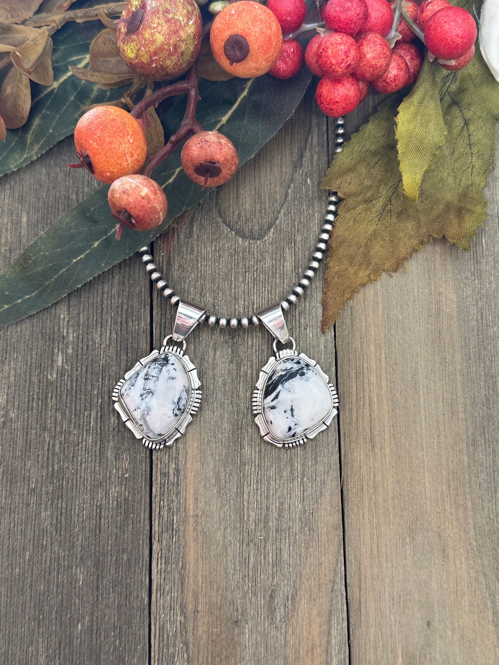 Navajo Made White Buffalo & Sterling Silver Pendant