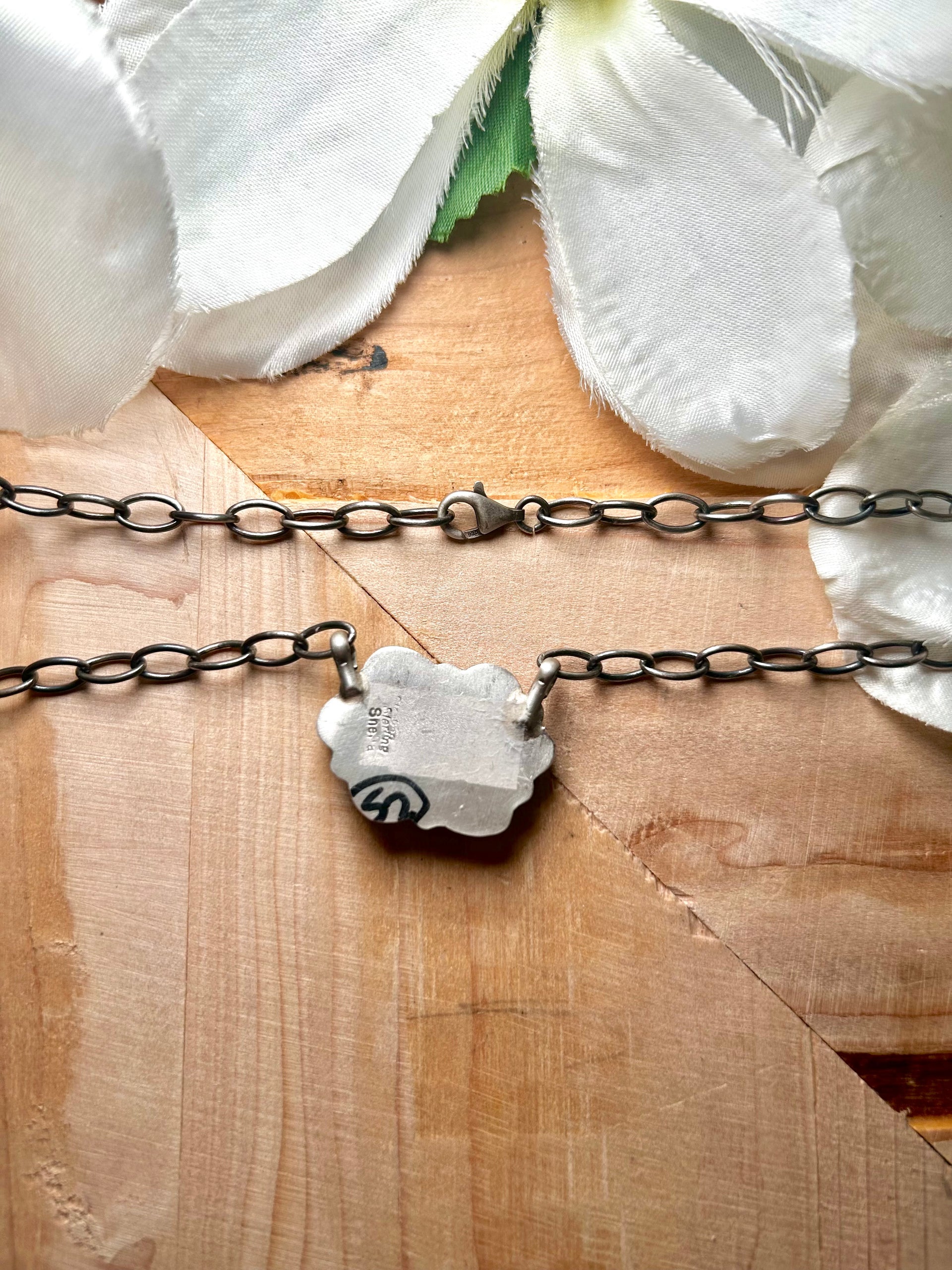 Navajo Made Kingman Turquoise & Sterling Silver Necklace