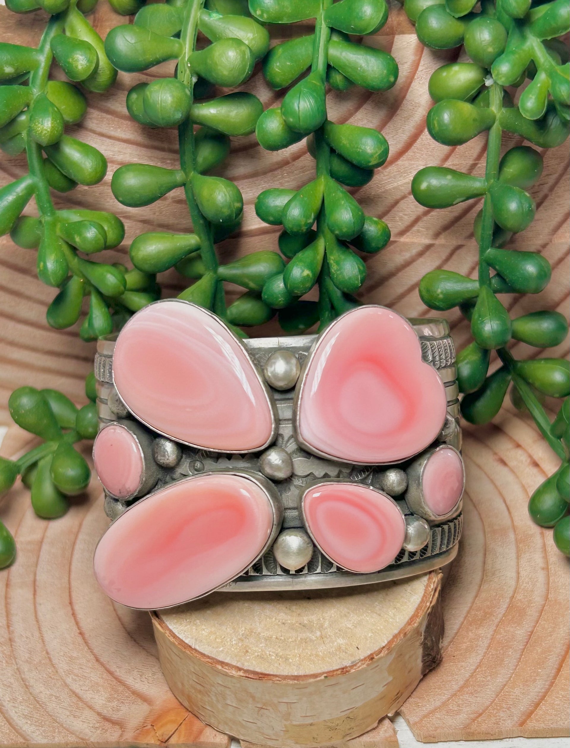 LeRoy James Pink Conch & Sterling Silver Cuff Bracelet