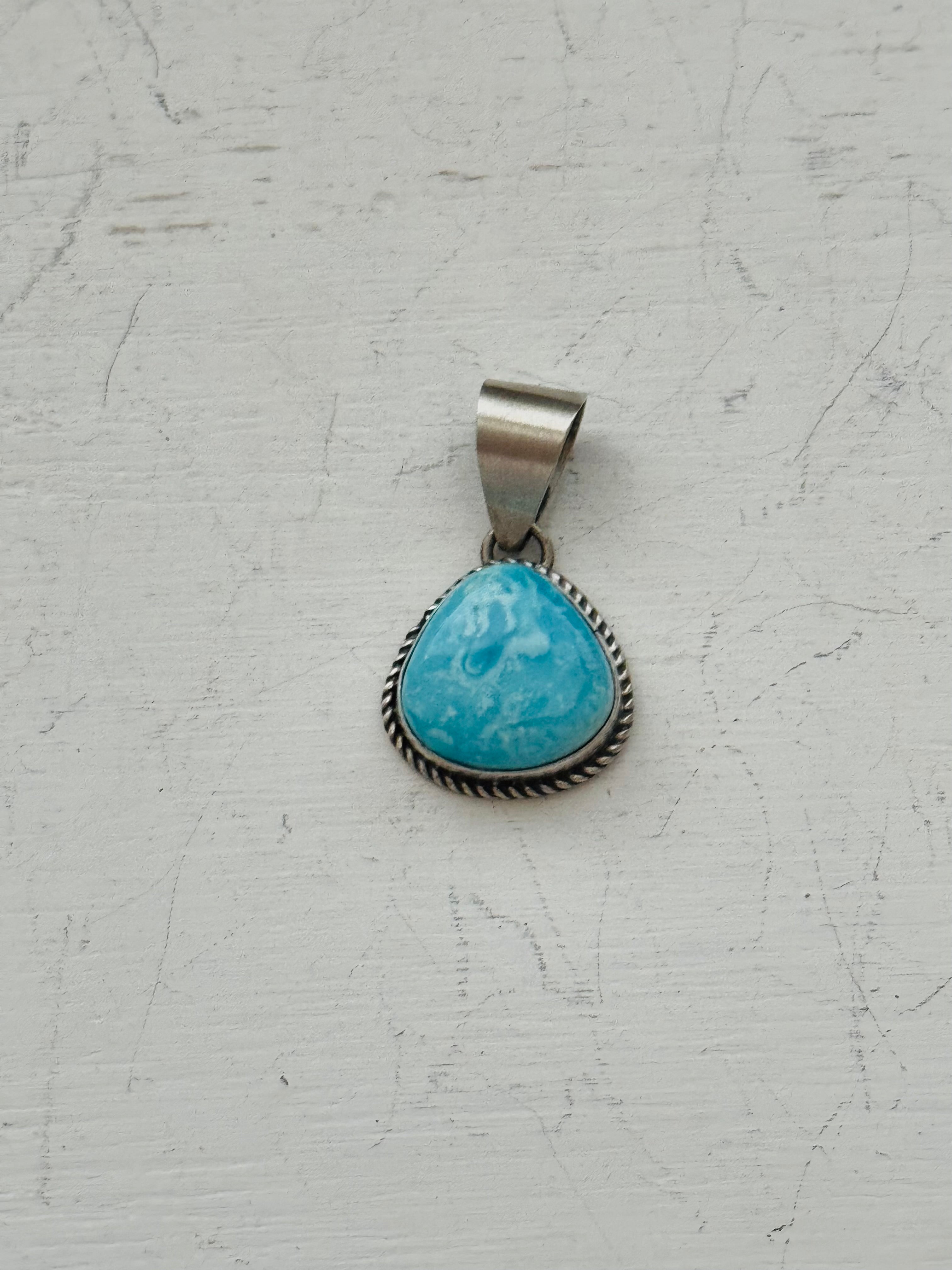 Navajo Made Valley Blue Turquoise & Sterling Silver Pendant