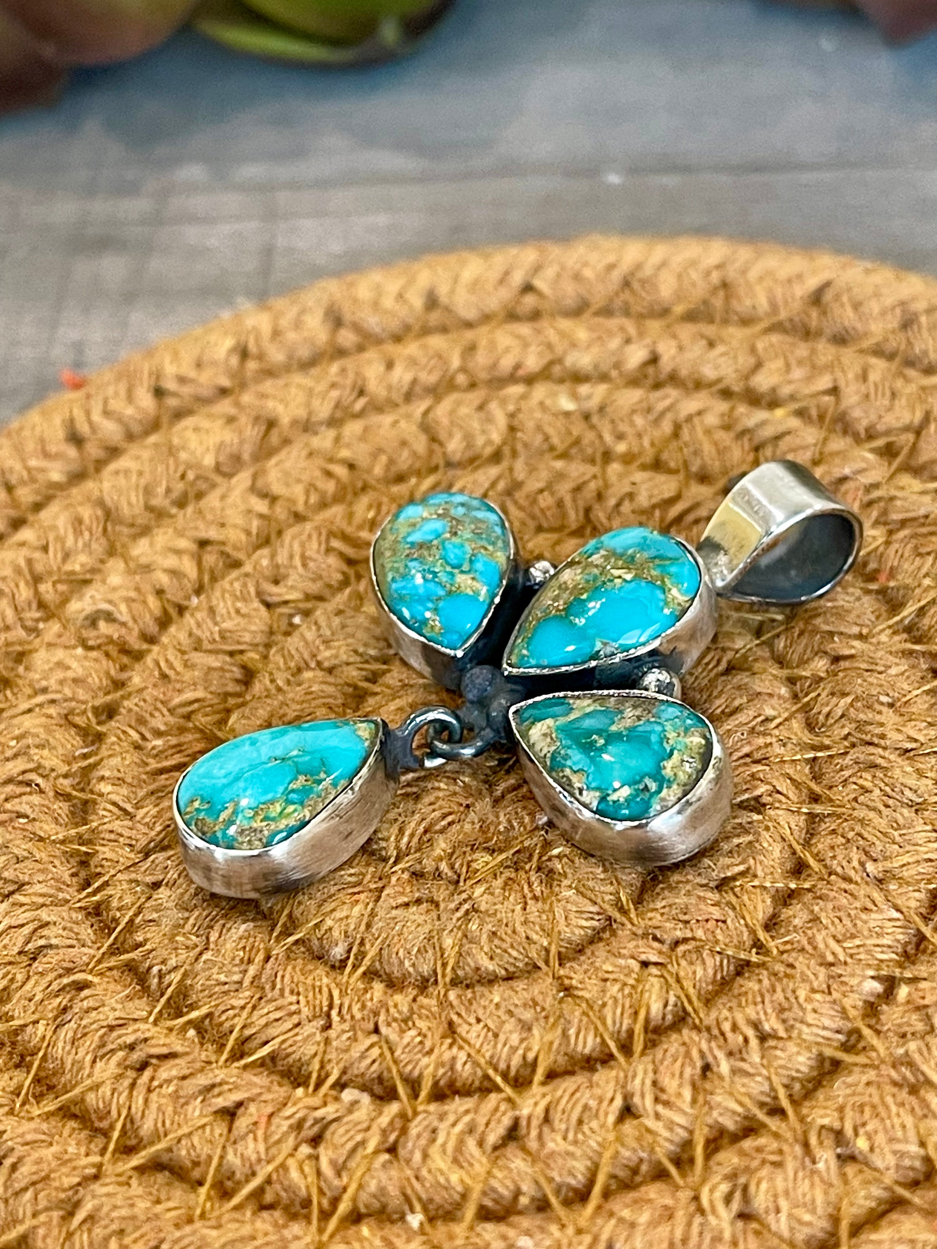 Southwest Handmade Sonoran Mountain Turquoise & Sterling Silver Pendant