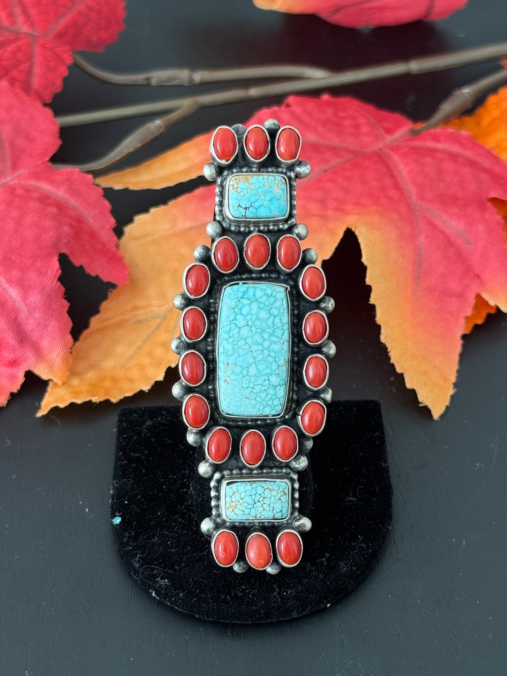 Darrin Livingston Multi Stone & Sterling Silver Ring Size 7.75