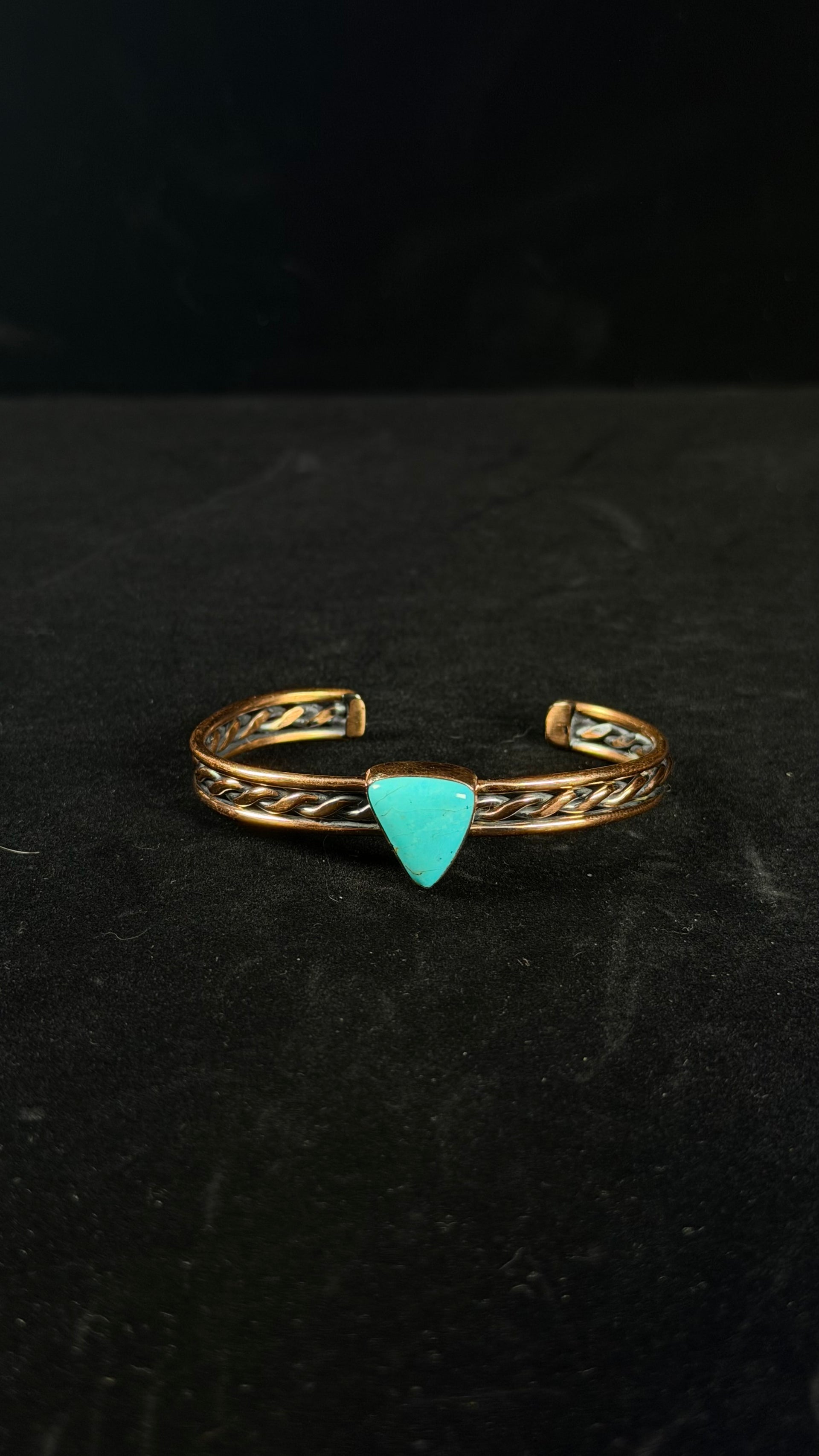 Navajo Made Kingman Turquoise & Copper Cuff Bracelet