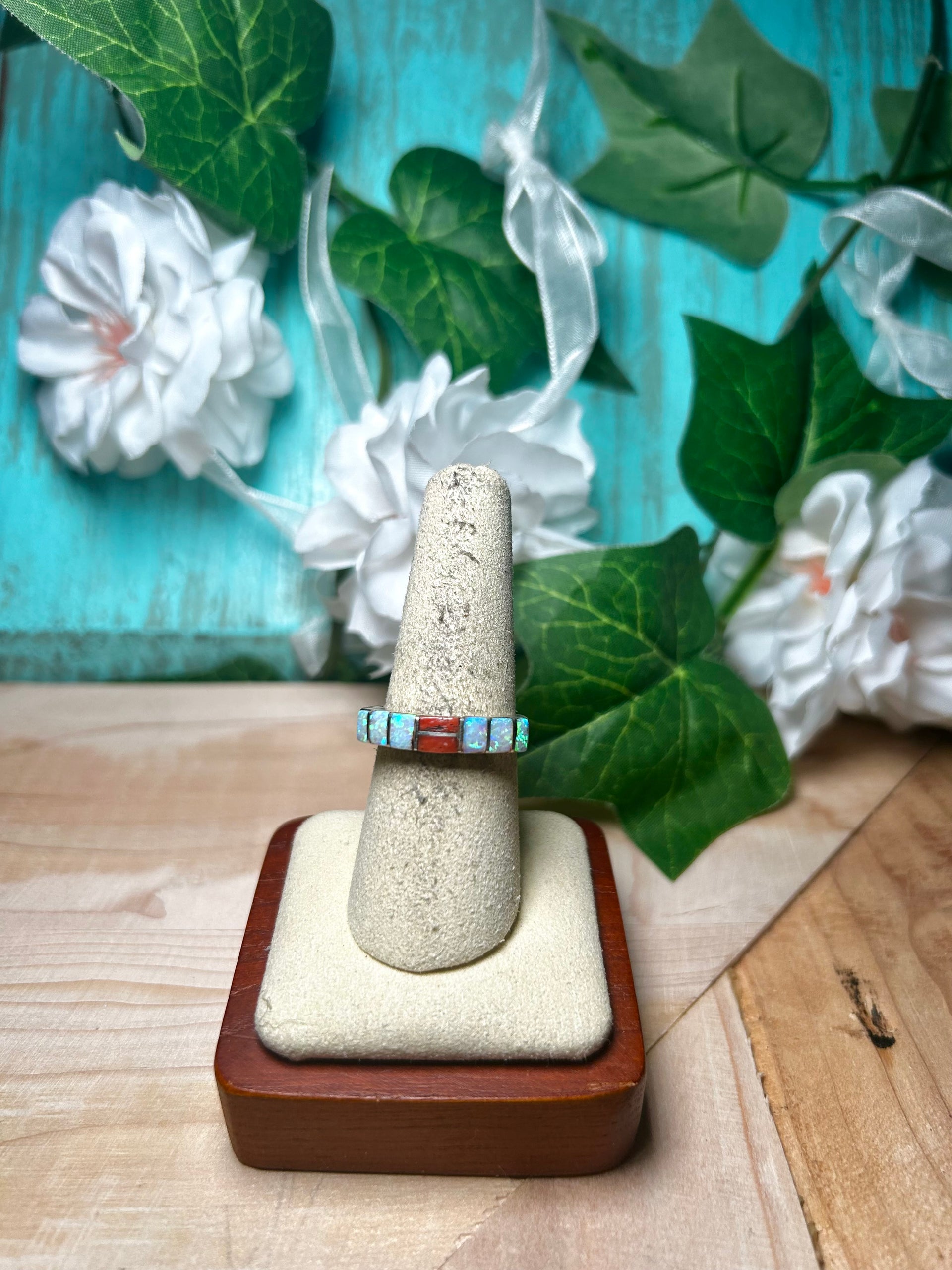 Navajo Made Multi Stone & Sterling Silver Ring Size 8