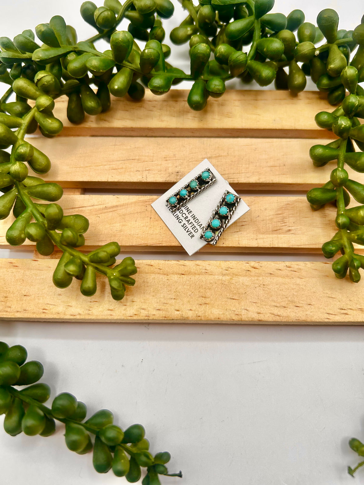 Navajo  Made Kingman Turquoise & Sterling Silver Post Earrings
