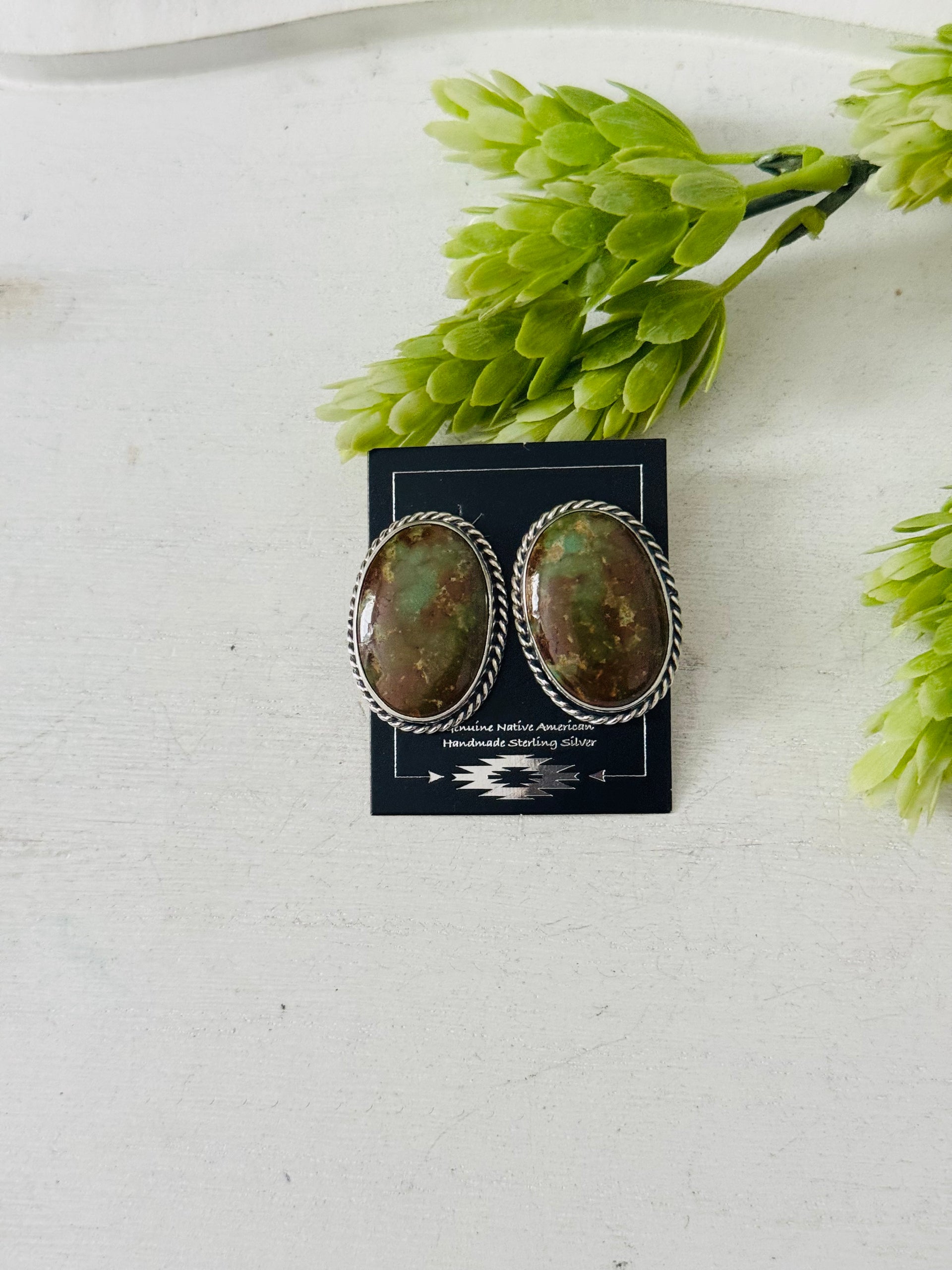 Larry Kaye Kingman Turquoise & Sterling Silver Post Earrings