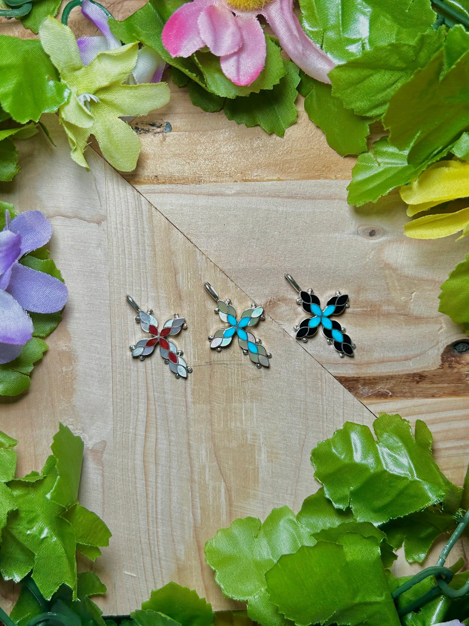 Zuni Multi Stone & Sterling Silver Pendant