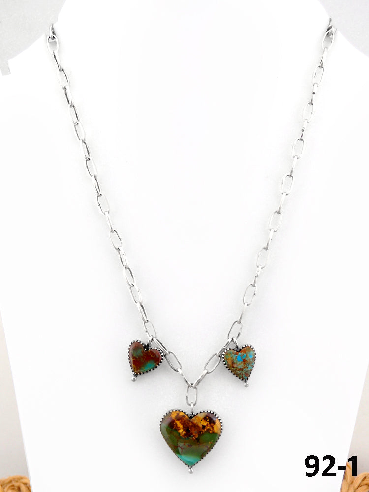 Southwest Handmade Ribbon Royston Turquoise & Sterling Silver Necklace