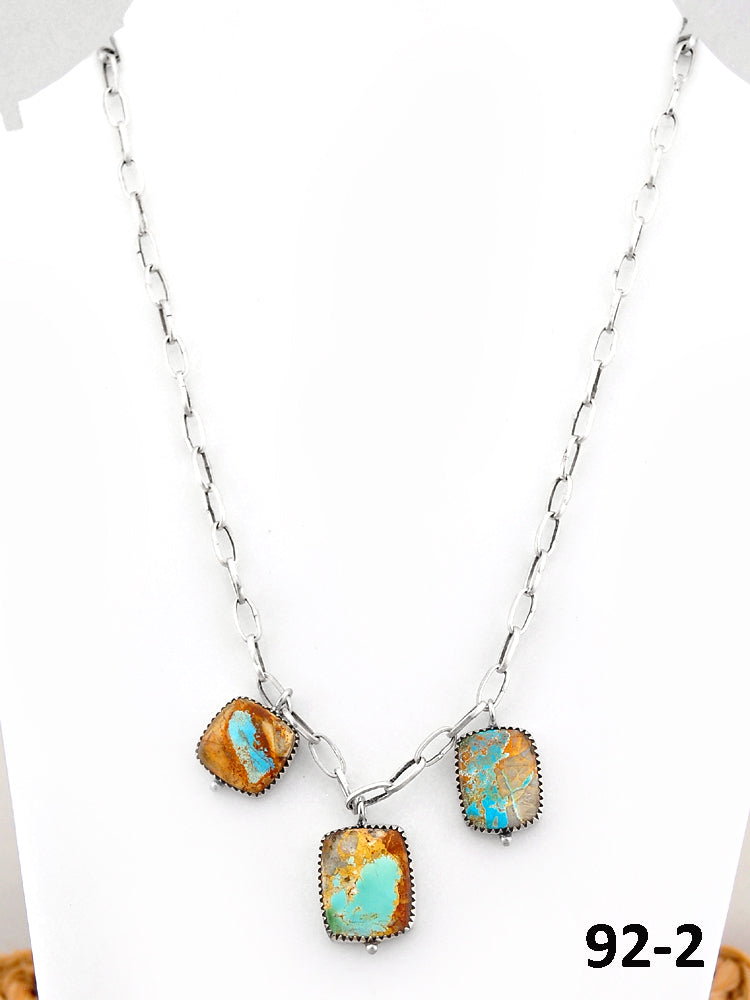 Southwest Handmade Ribbon Royston Turquoise & Sterling Silver Necklace