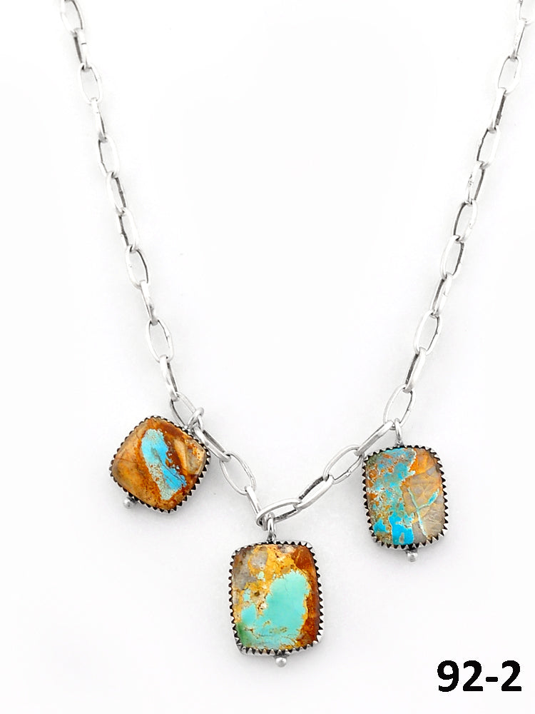 Southwest Handmade Ribbon Royston Turquoise & Sterling Silver Necklace