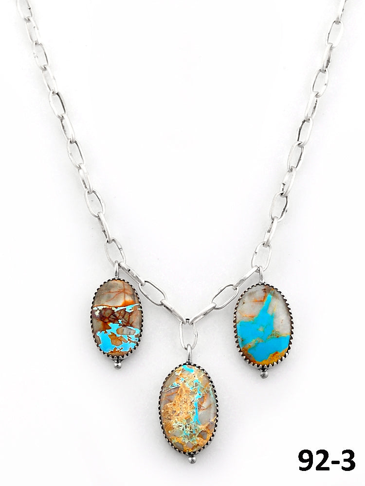 Southwest Handmade Ribbon Royston Turquoise & Sterling Silver Necklace